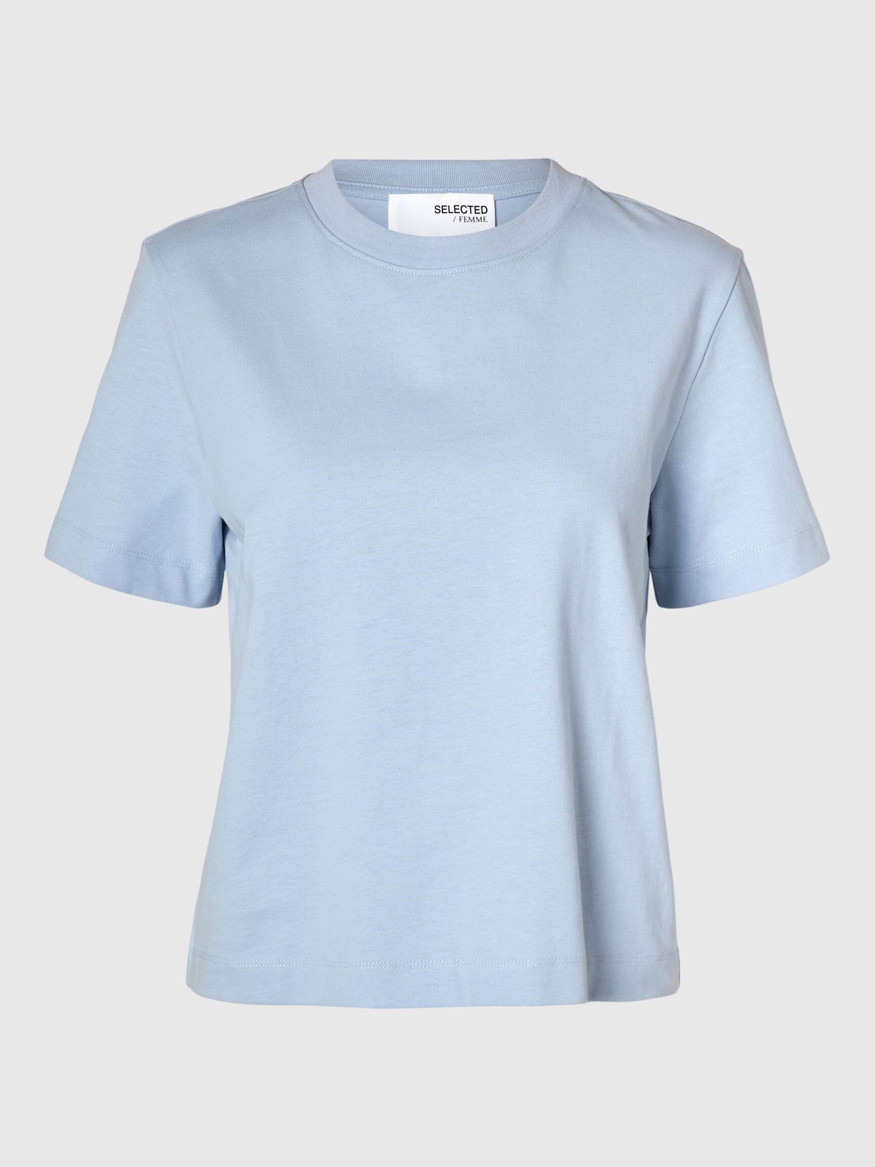 Slfessential Short Sleeve Boxy Tee Cashmere Blue