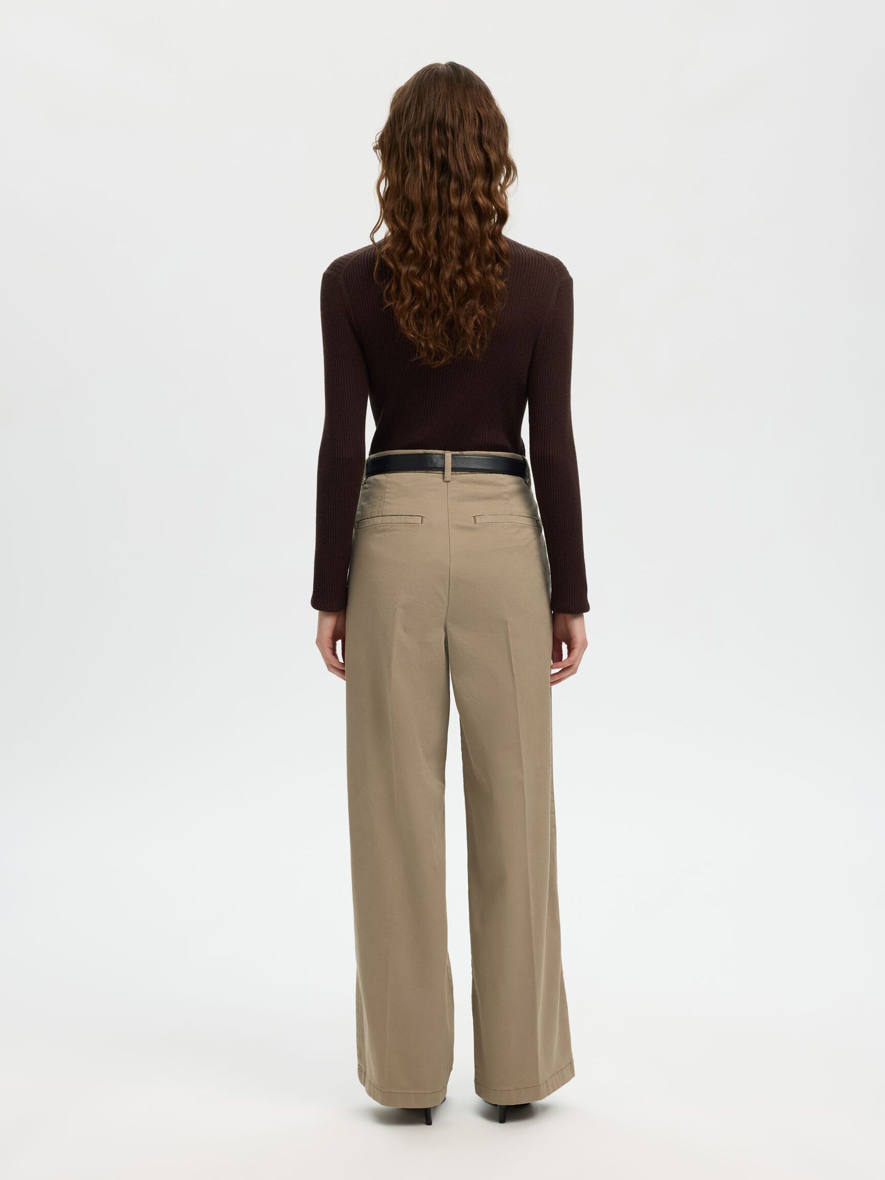 Slfwide Mille Hw Pant Greige