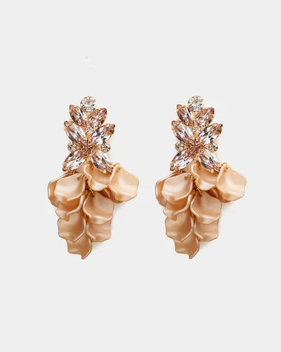 Leaf Big Stone Earrings Nougat