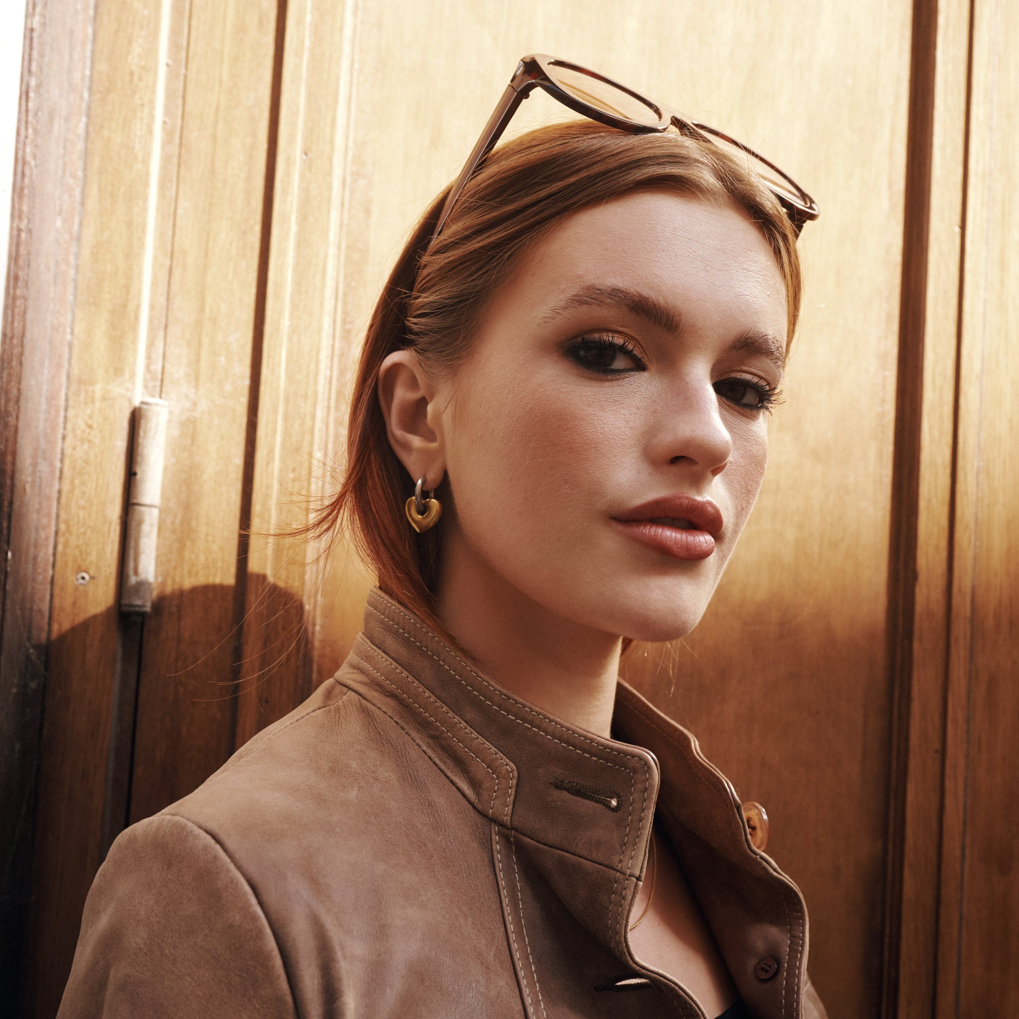 Sadie - Heart Hoop Earrings Stainless Steel - Gold And Silver Silver