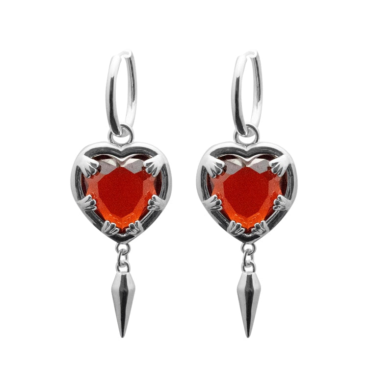 Claw heart big silver