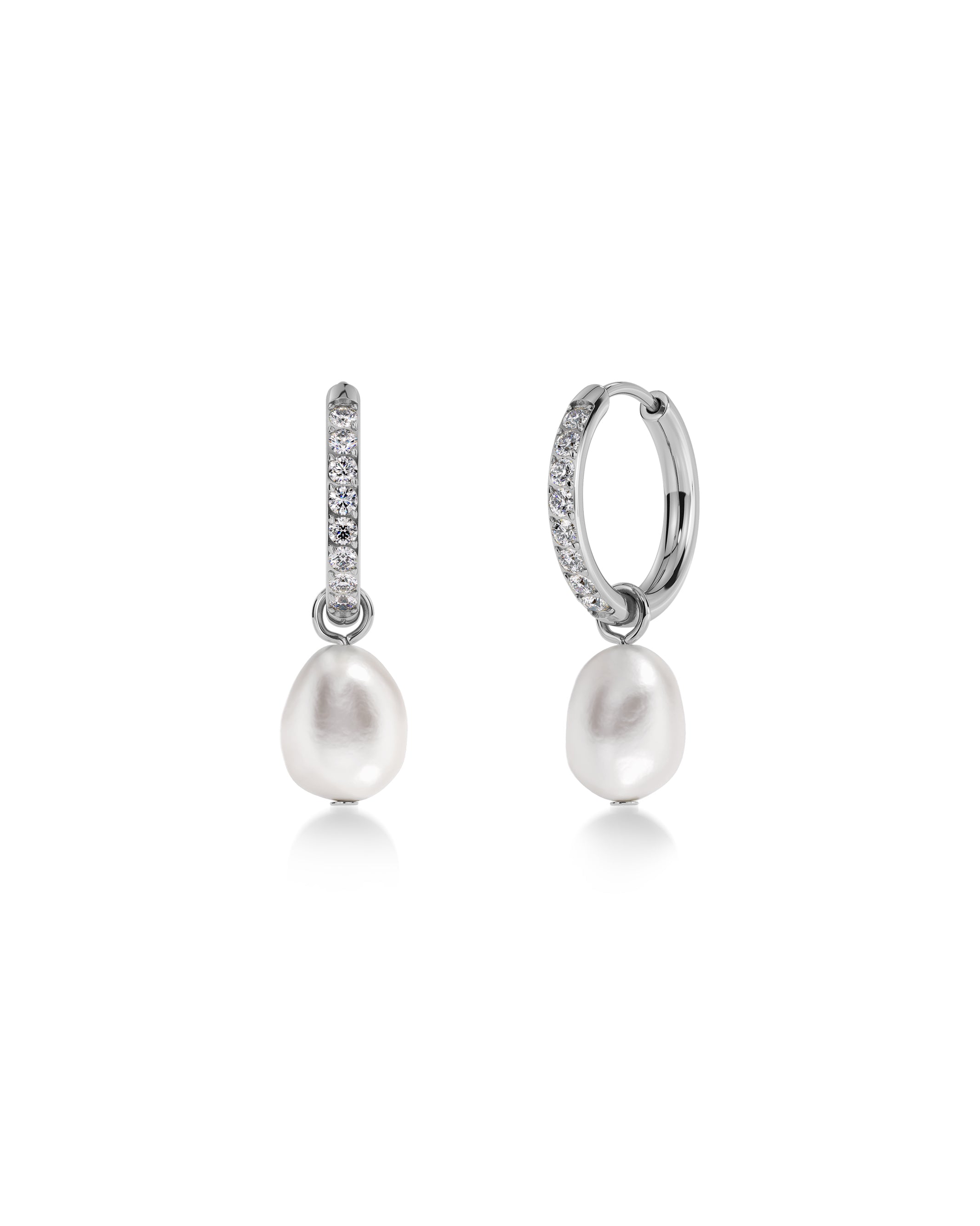 Perla Hoops Sparkle Steel