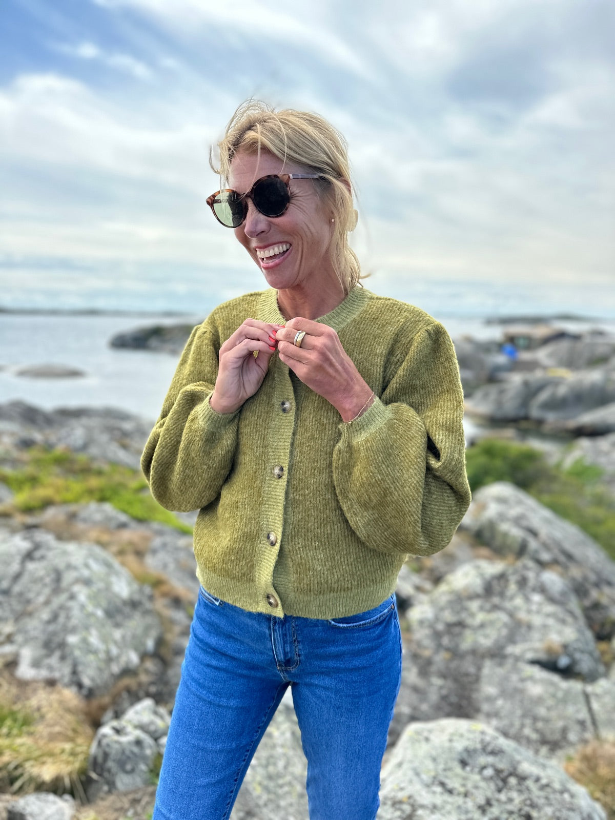 Piga Zenie Rib Cardigan Cedar/F Green