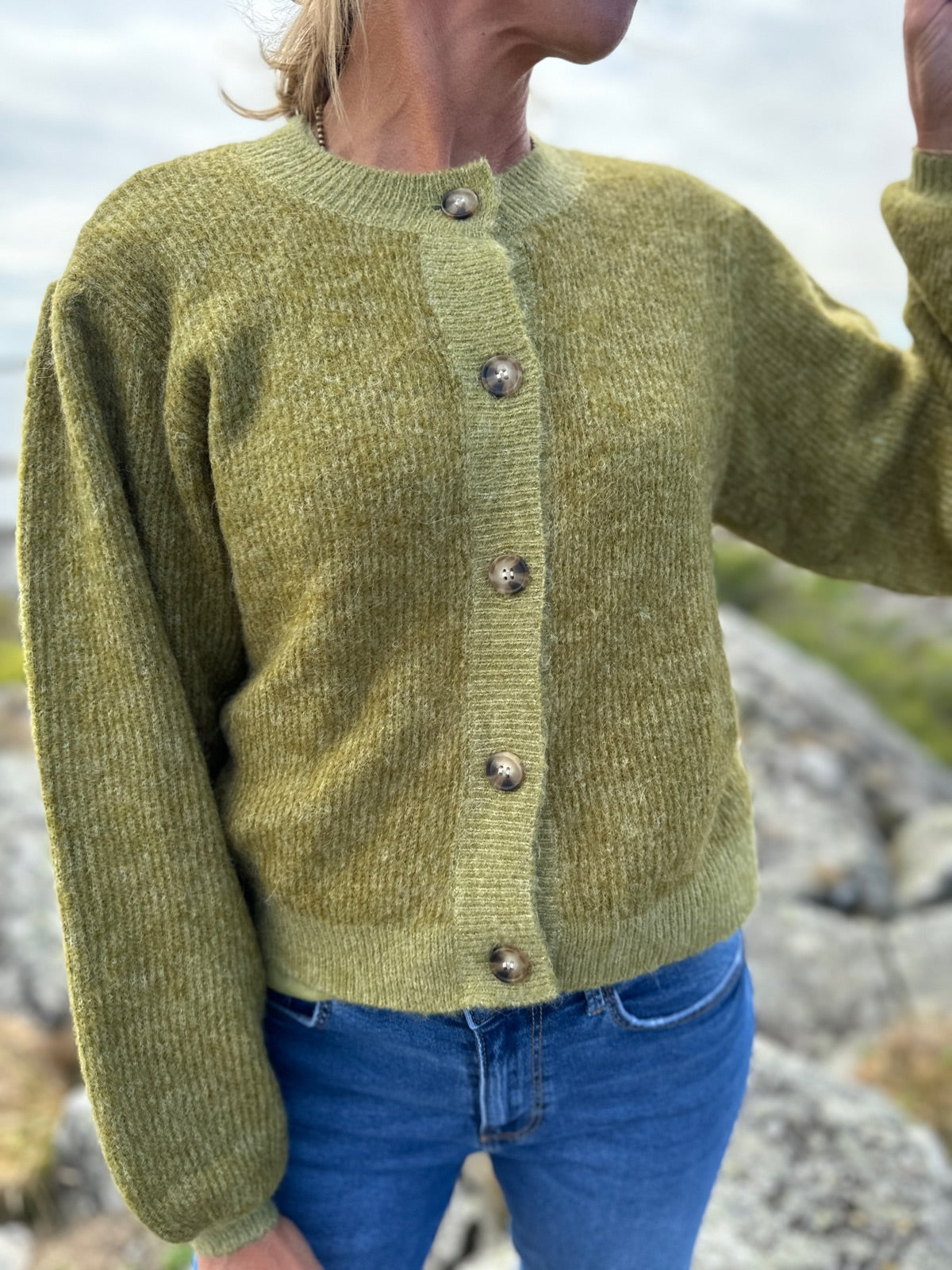 Piga Zenie Rib Cardigan Cedar/F Green
