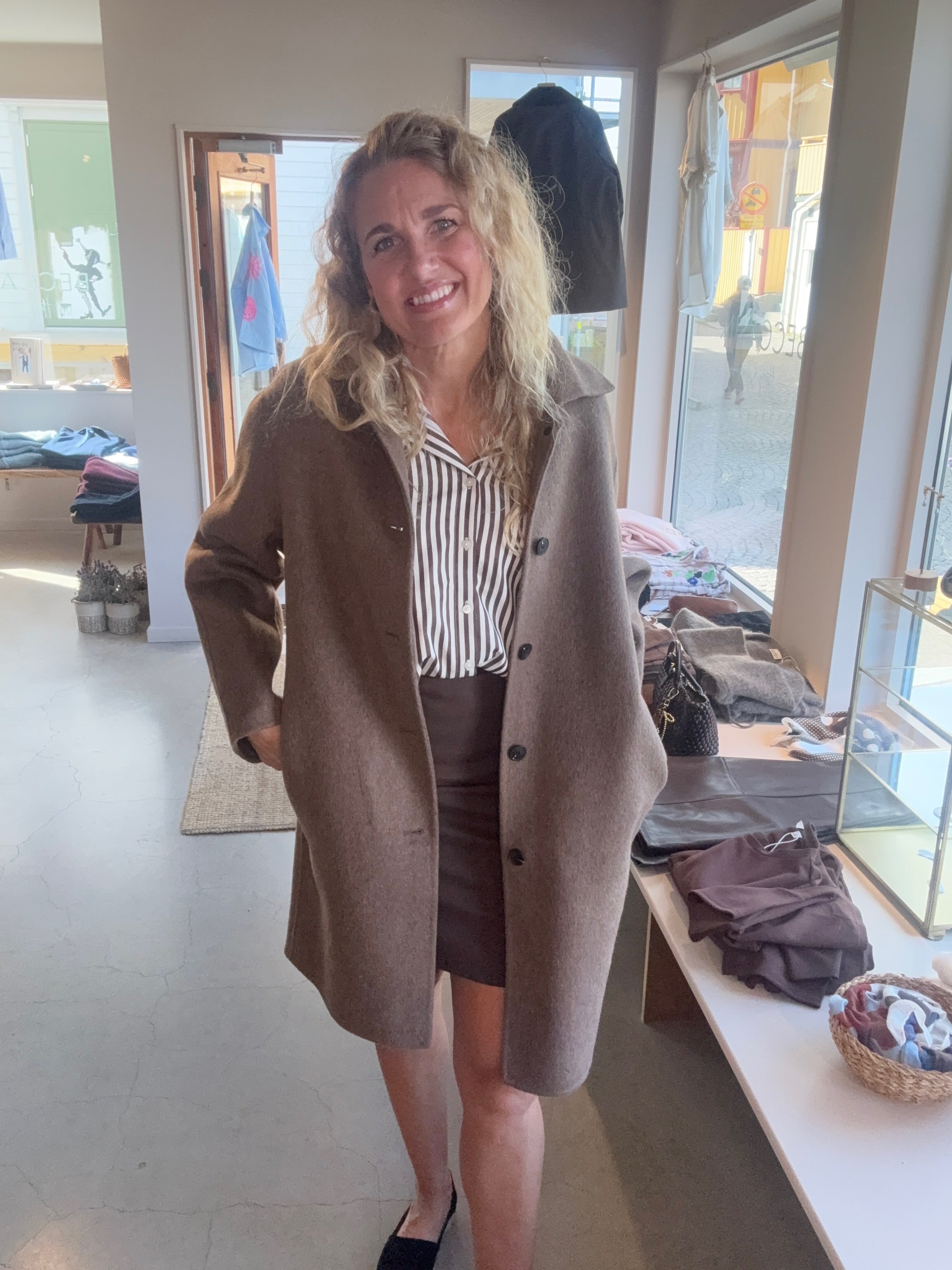 Slwgeri Handmade Coat S Chocolate Chip Melange