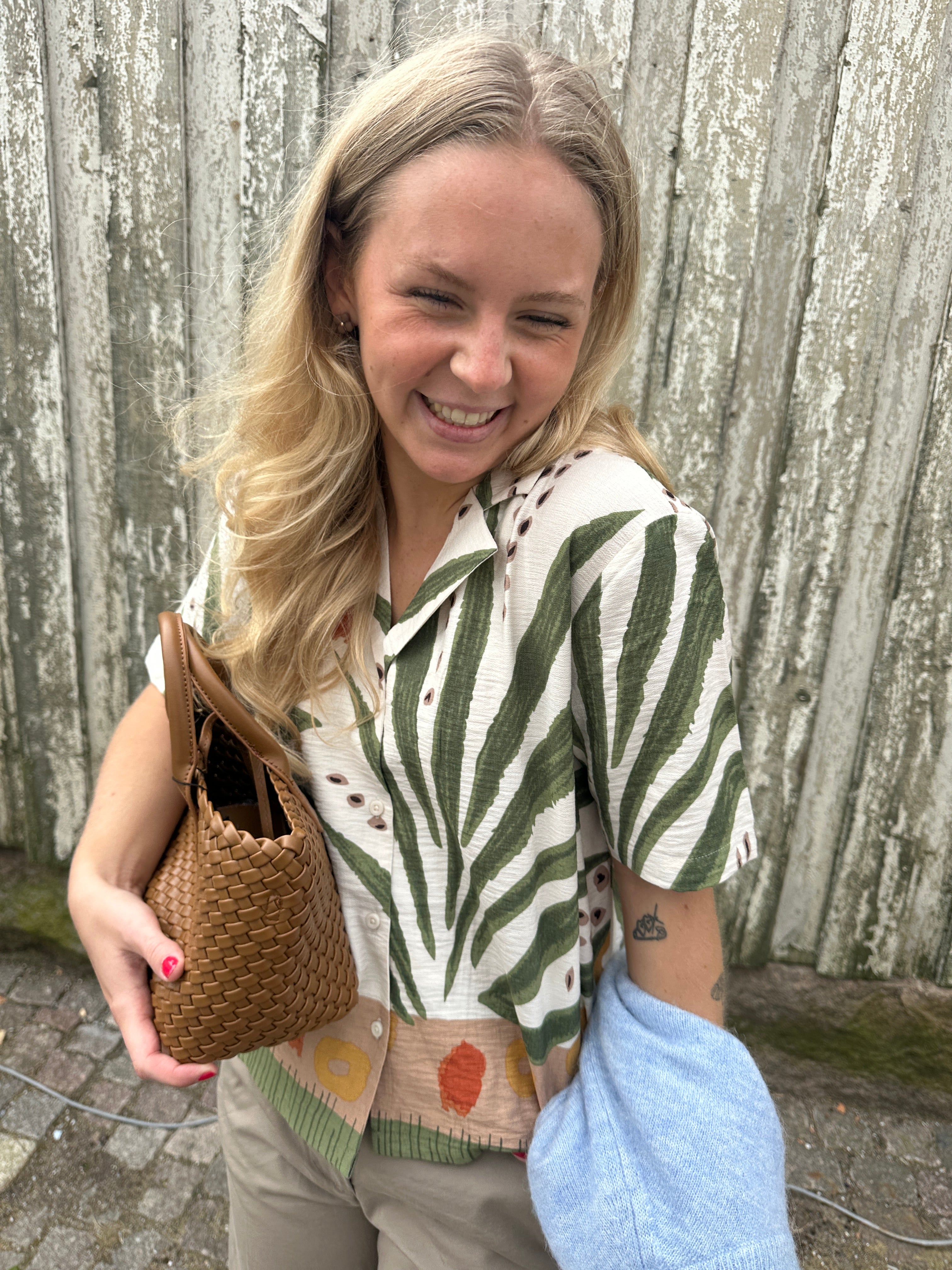 Jdynellie Loose Shirt Sandshell Palms