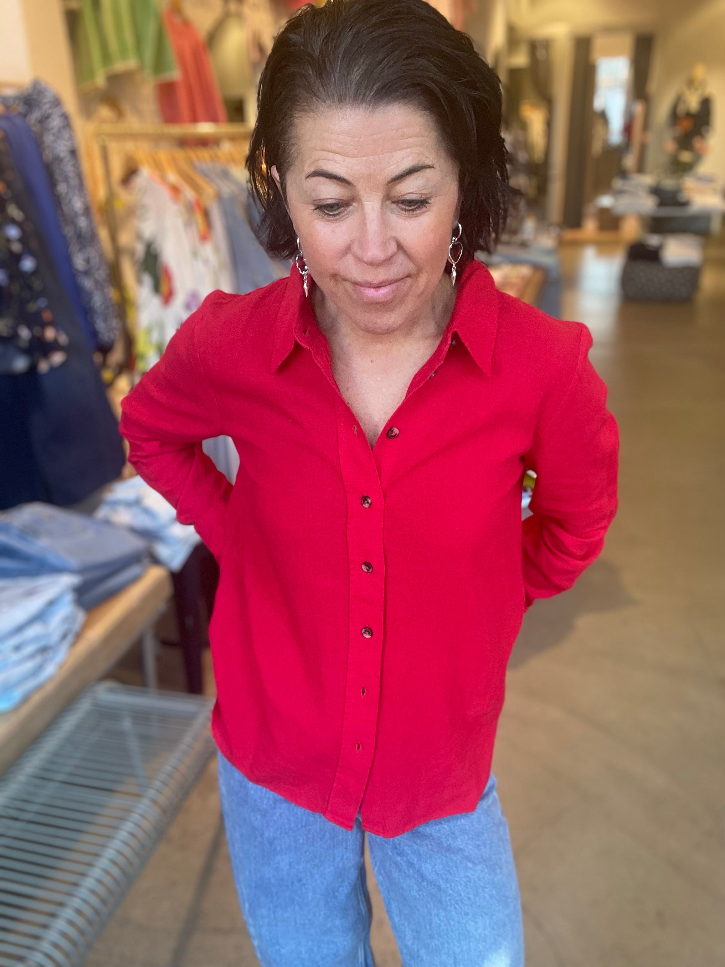 Jdysay Long Sleeve Linen Loose Shirt Ski Patrol