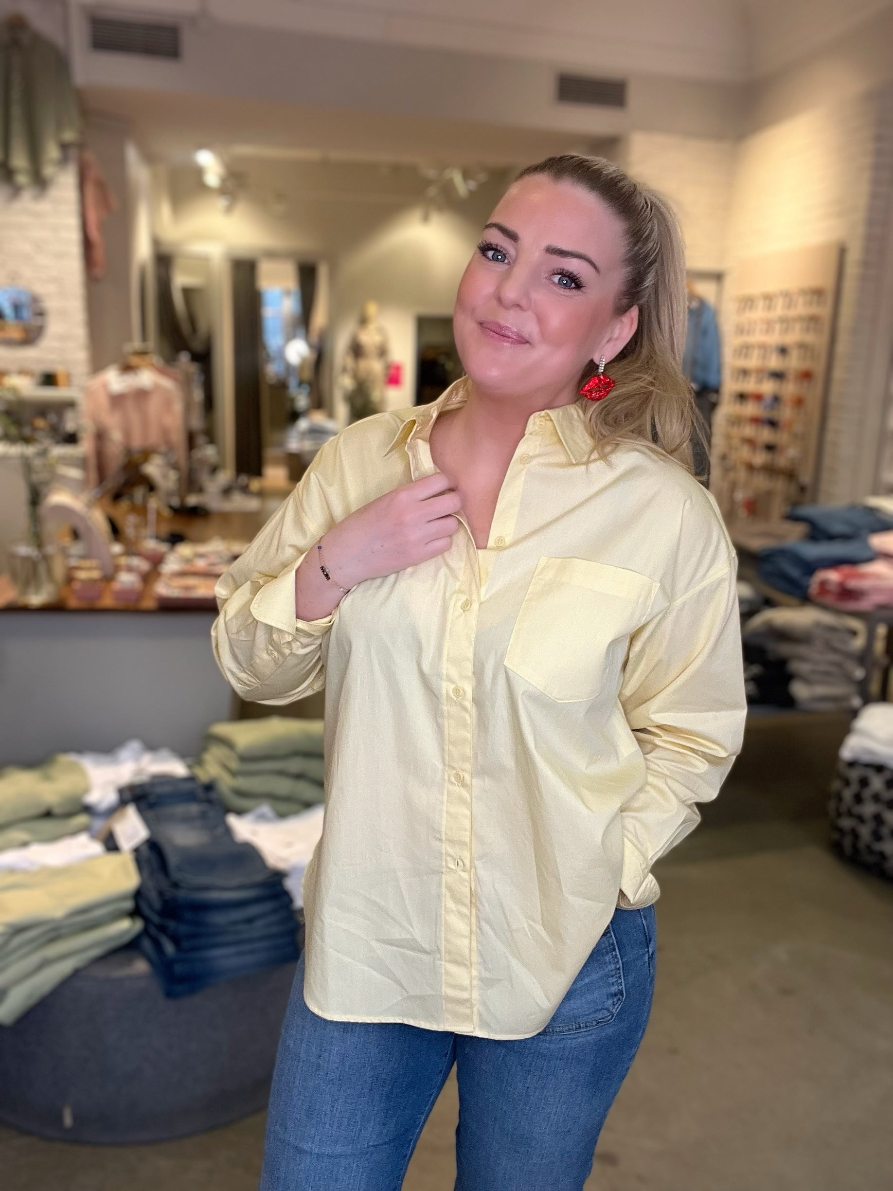 Jxjamie Long Sleeve Relaxed Poplin Shirt Sunlight