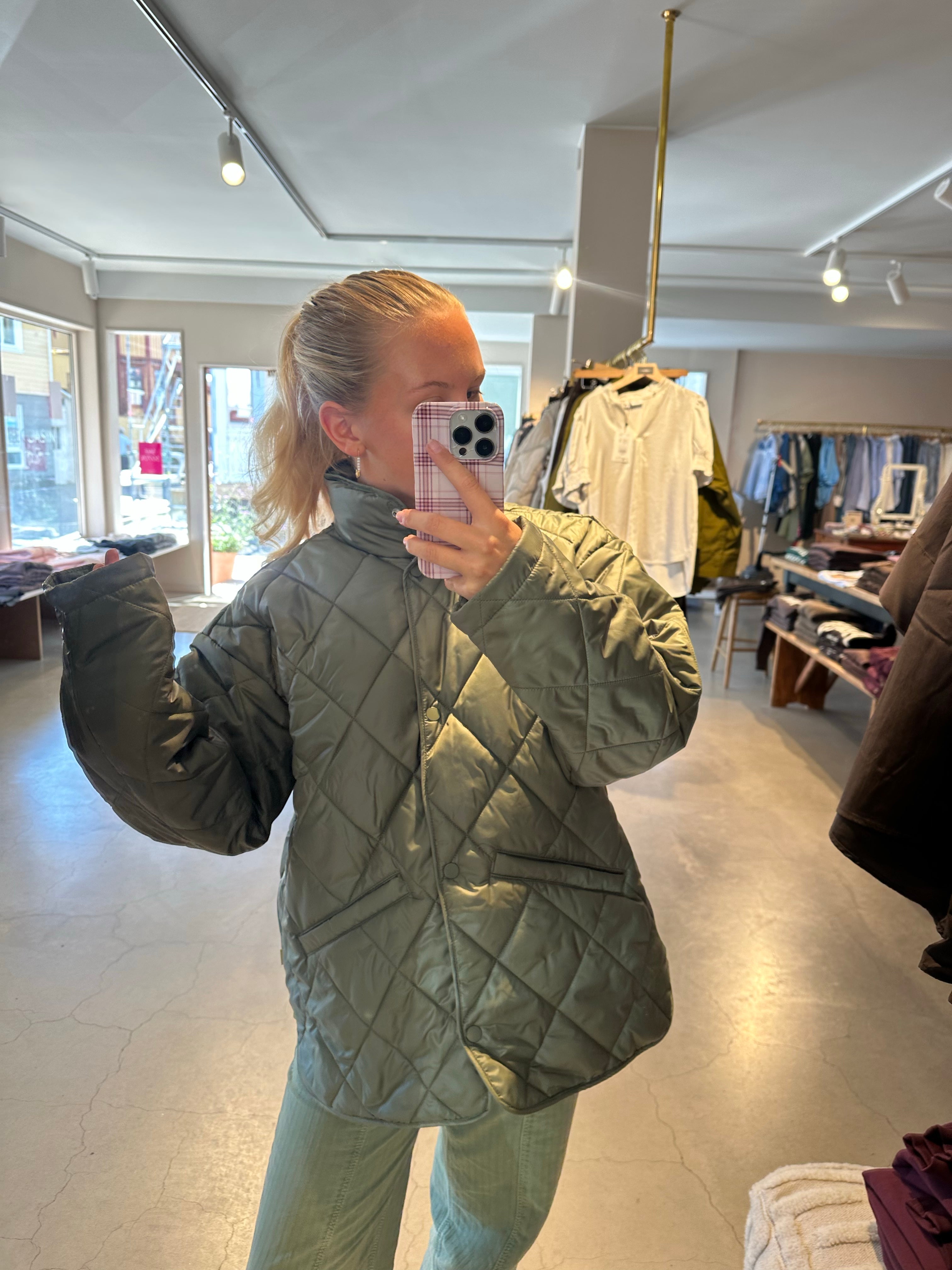 Jxlou Stella Quilted Jacket Dusty Olive