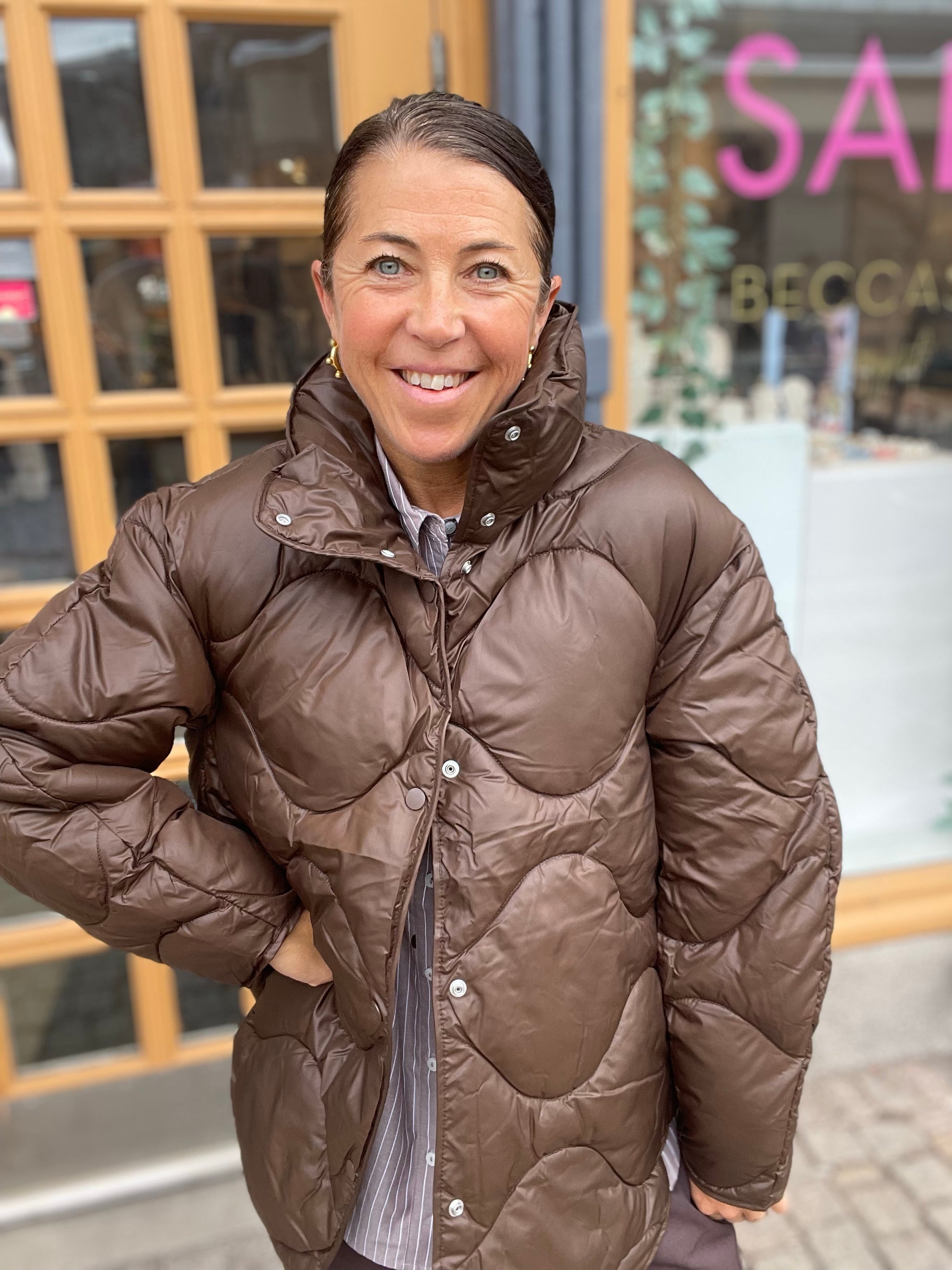 Jxstella Shiny Quilted Jacket Sn Demitasse