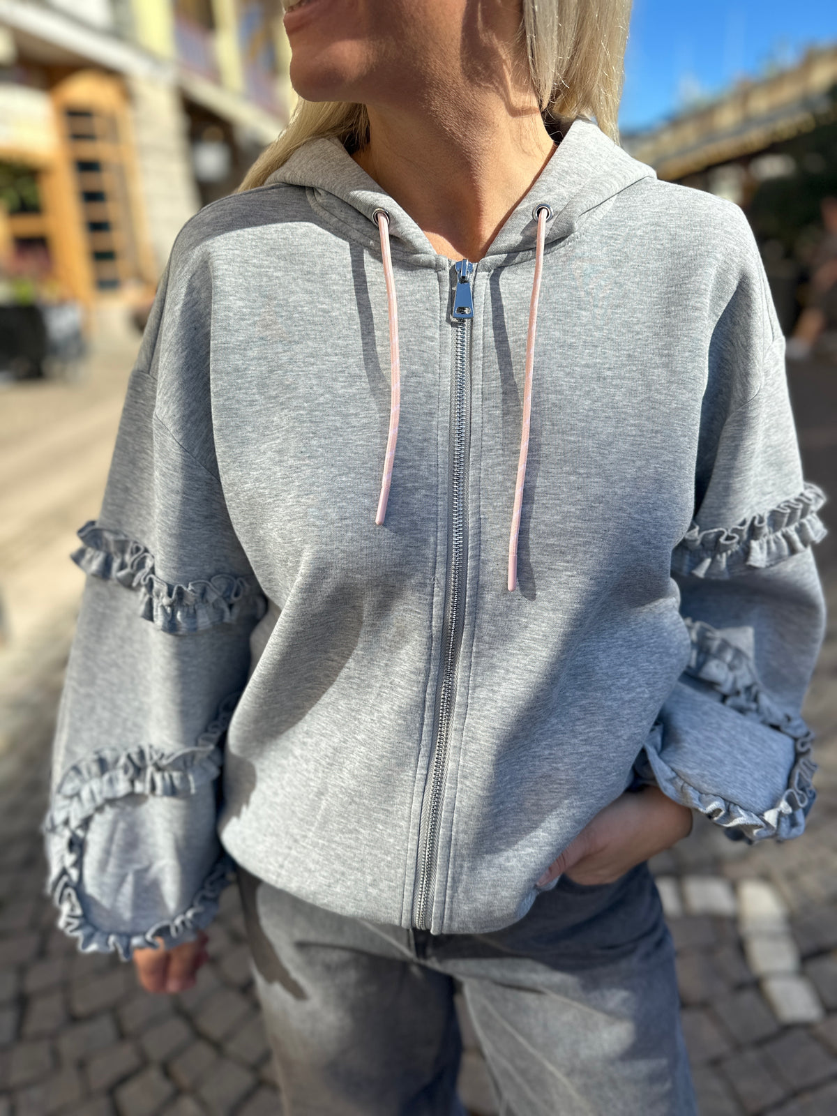 Nusabby Zipper Hoodie Medium Grey Mel
