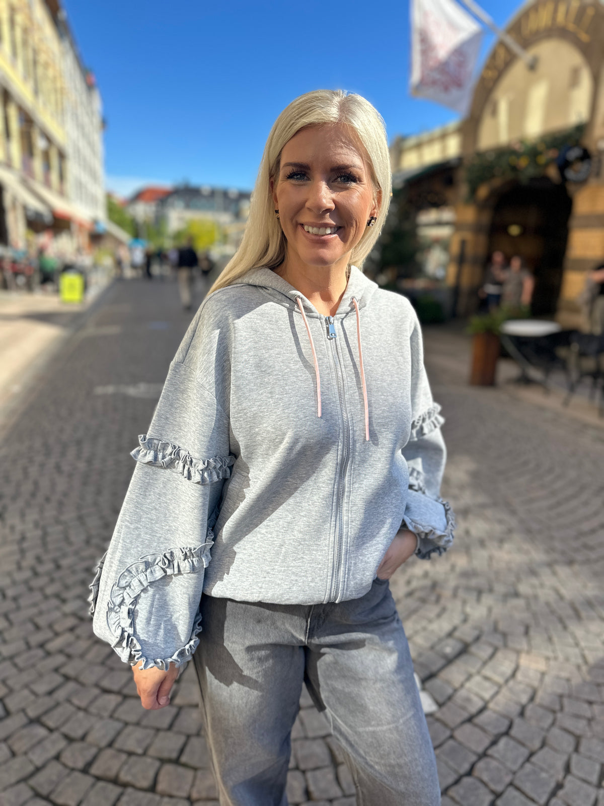 Nusabby Zipper Hoodie Medium Grey Mel