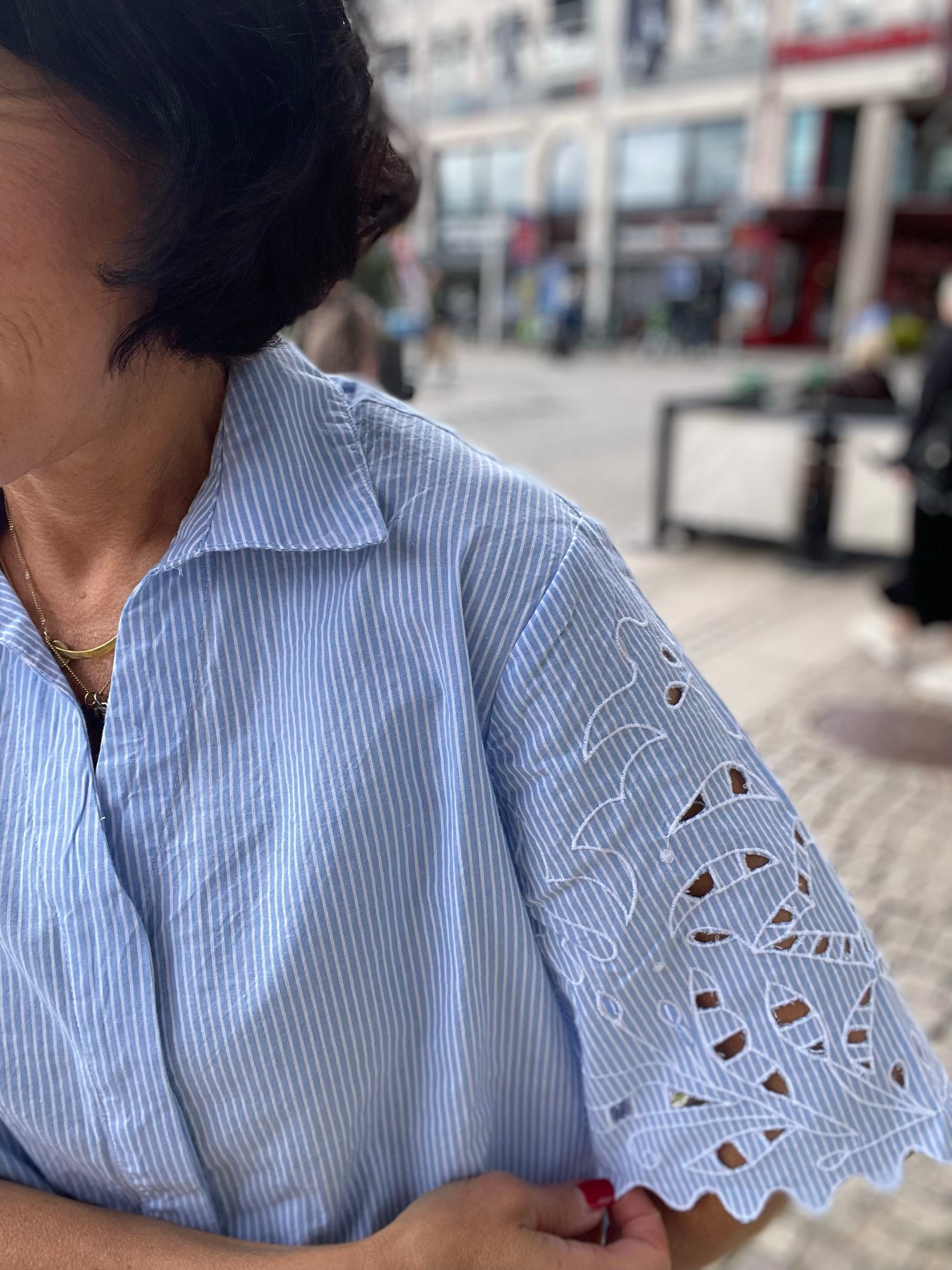 Objberra Re Shirt Winter Sky White Stripesembroidery