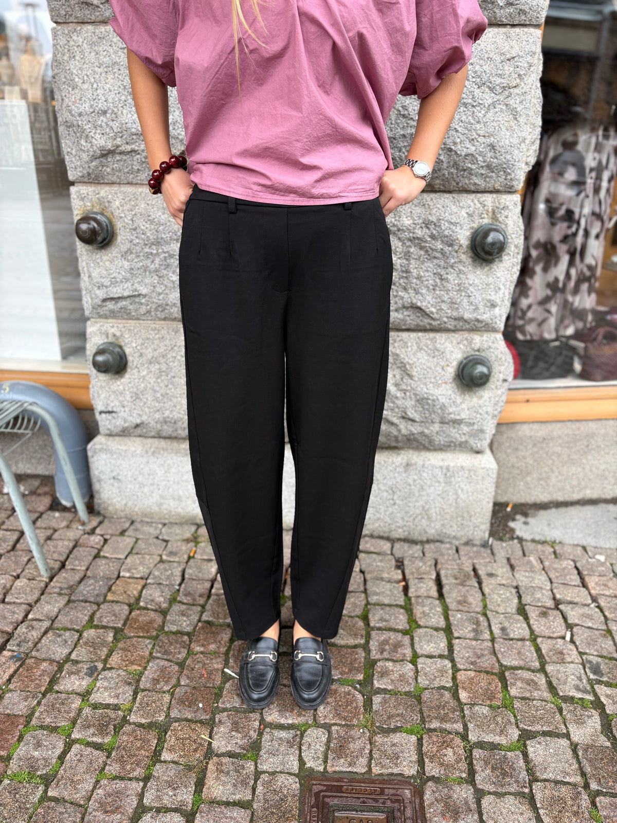 Objlisa Hw Ankle Barrel Pant Black