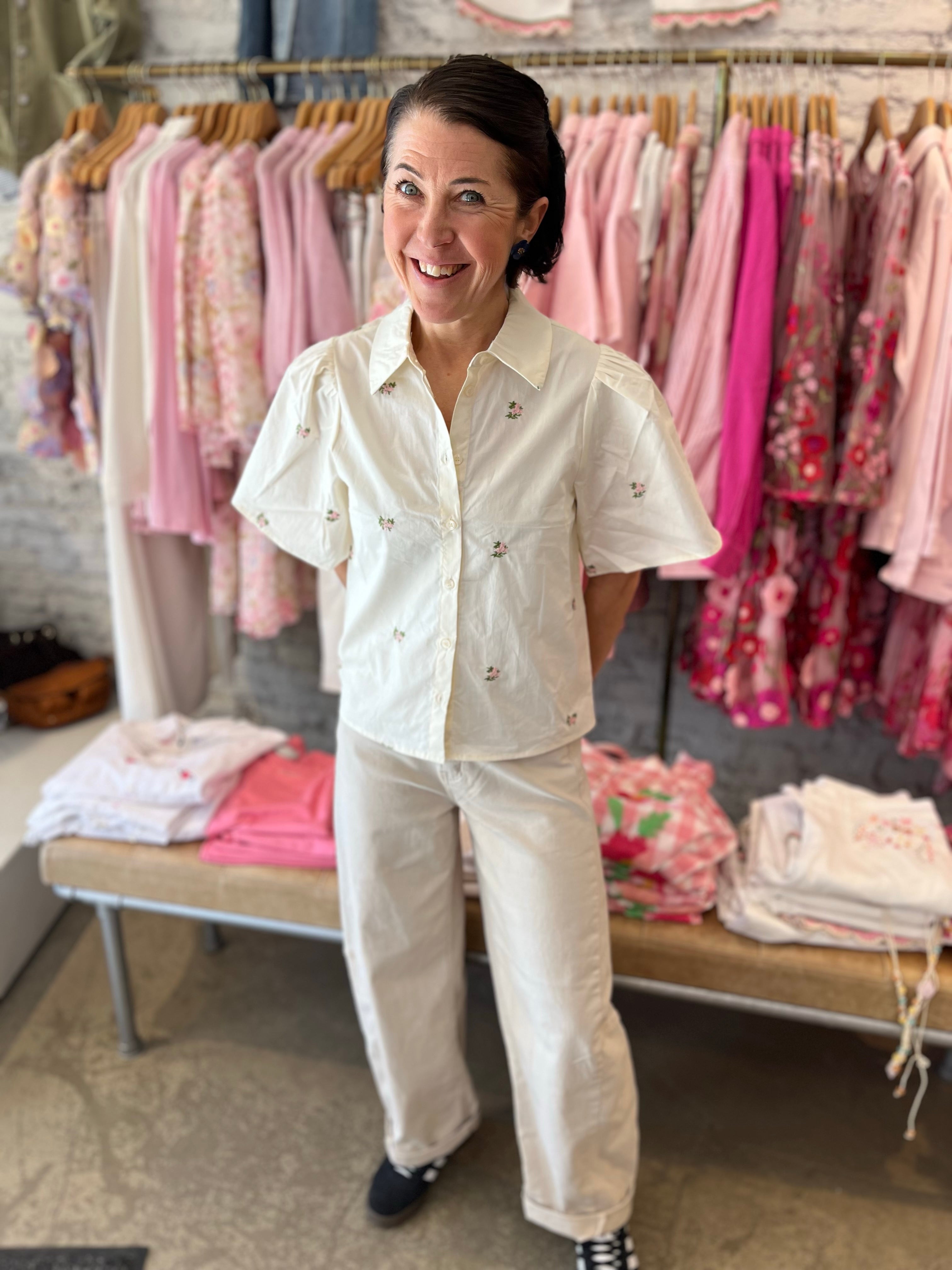 Objmolia Shirt Cloud Dancer emb Flower