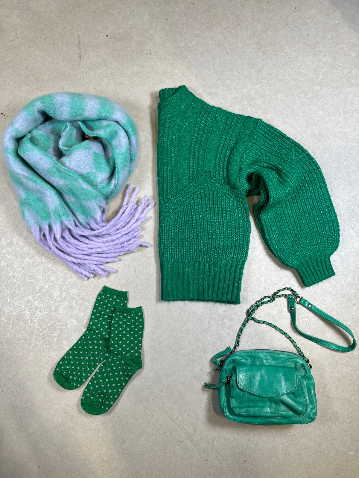 Objnova Stella Cable Knit Pullover Lush Meadow Melange