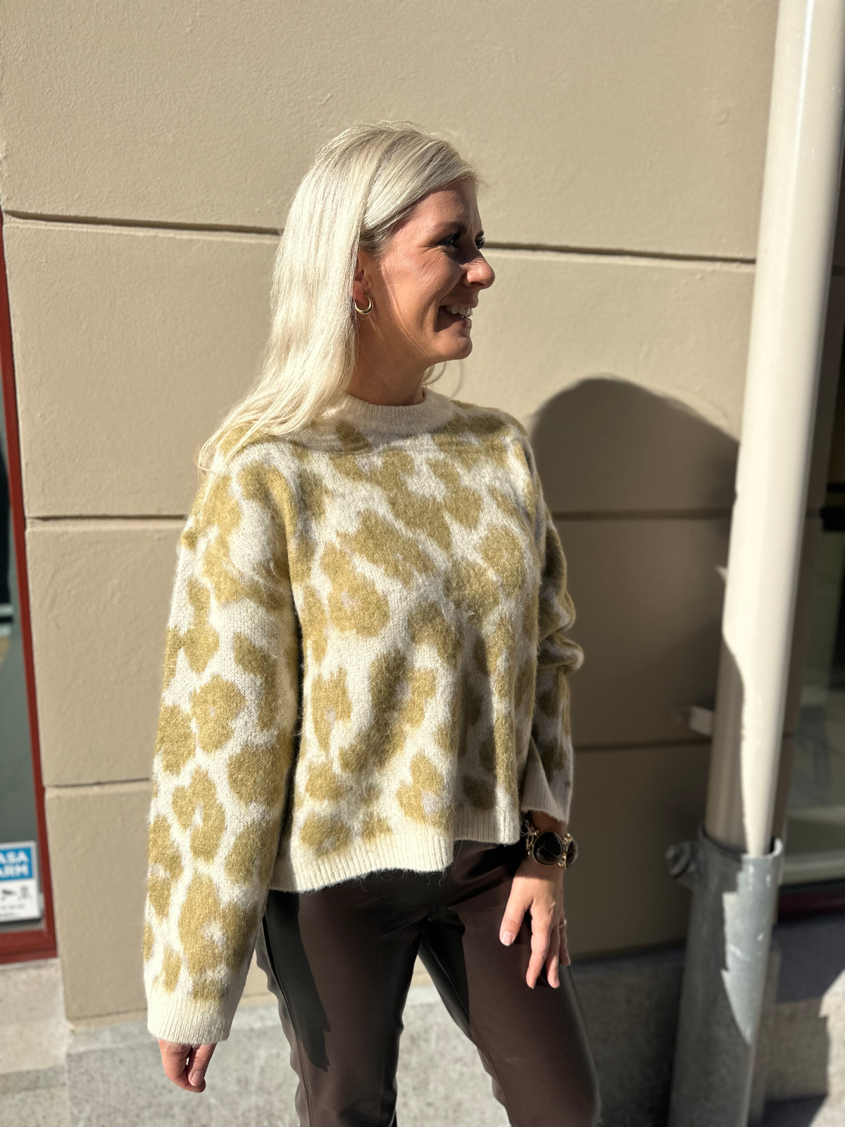 Objpipsy Long Sleeve Re Knit Pullover Birch Fennel Seed Opal Gray