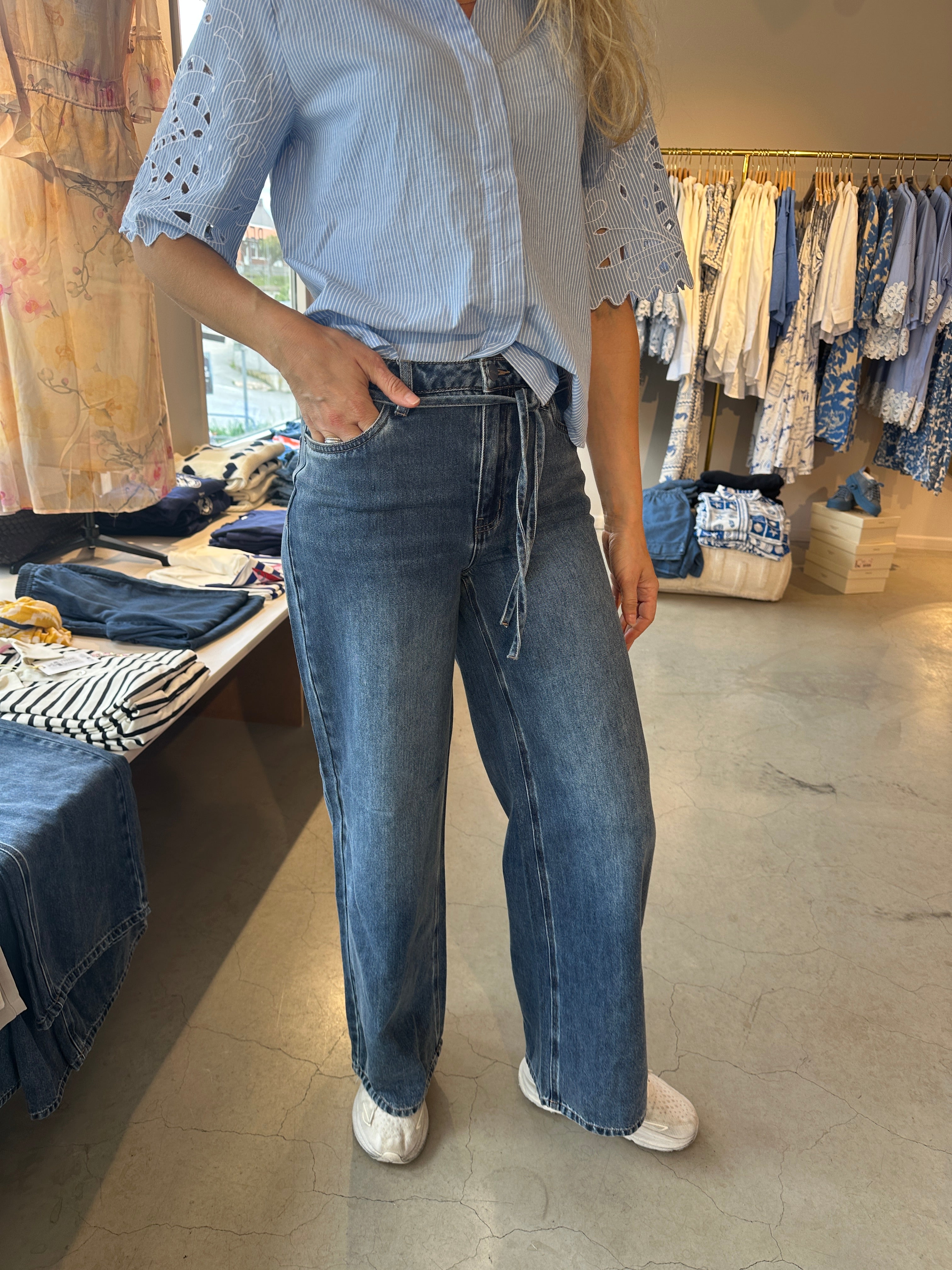 Objrosie Wide Jeans Medium Blue Denim