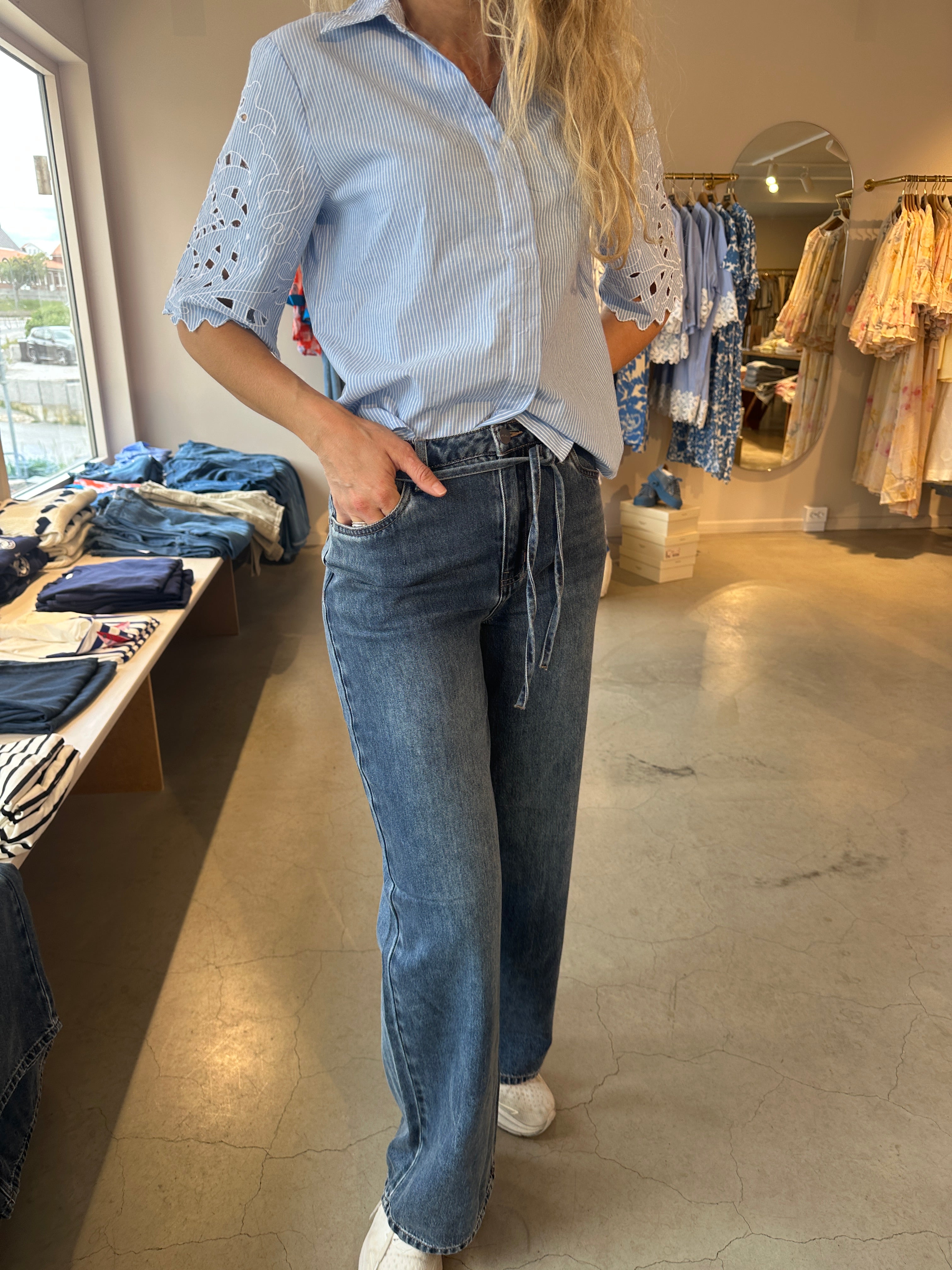 Objrosie Wide Jeans Medium Blue Denim