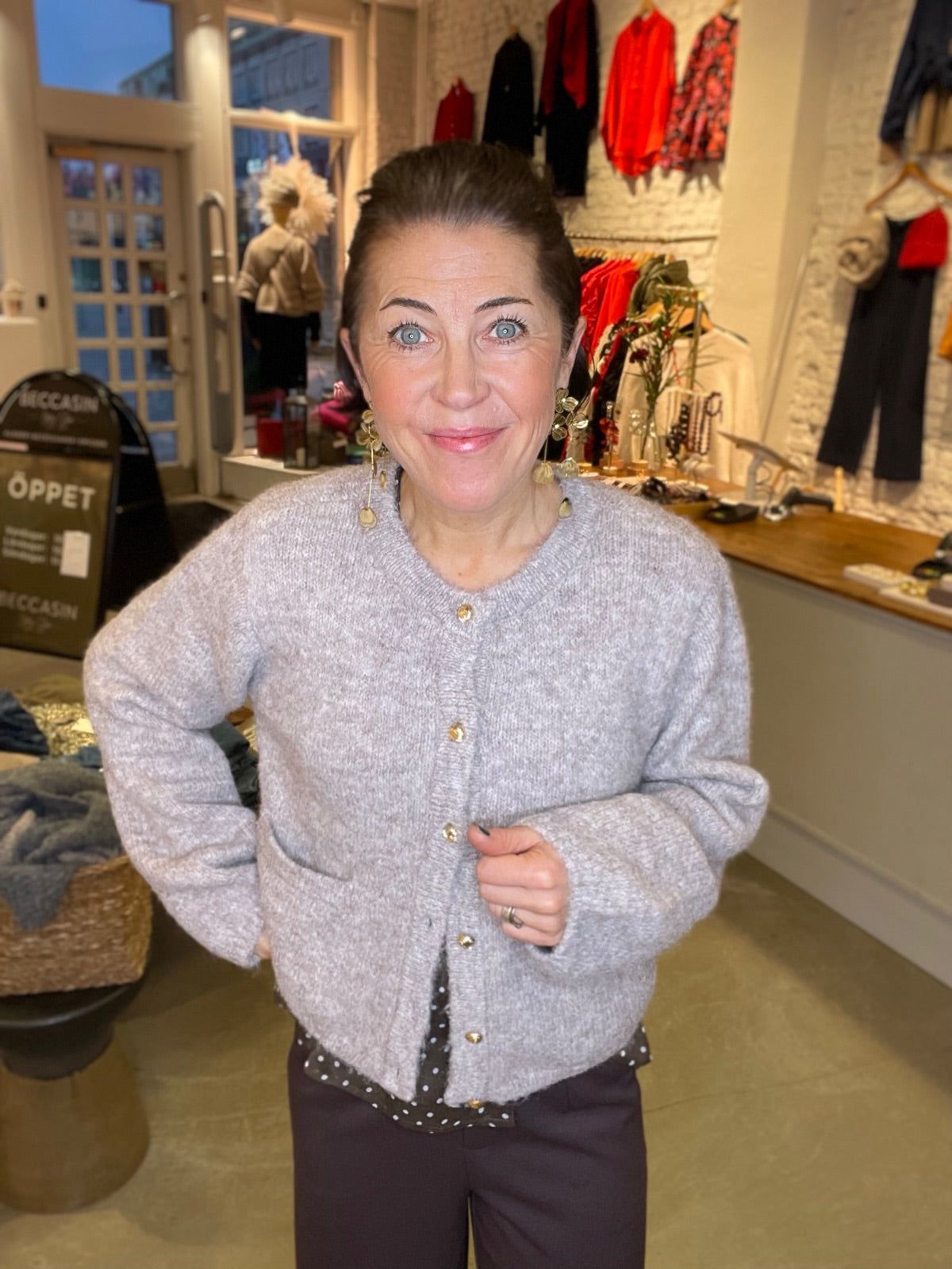 Objsaggia Re Long Sleeve Knit Cardigan Humus Melange