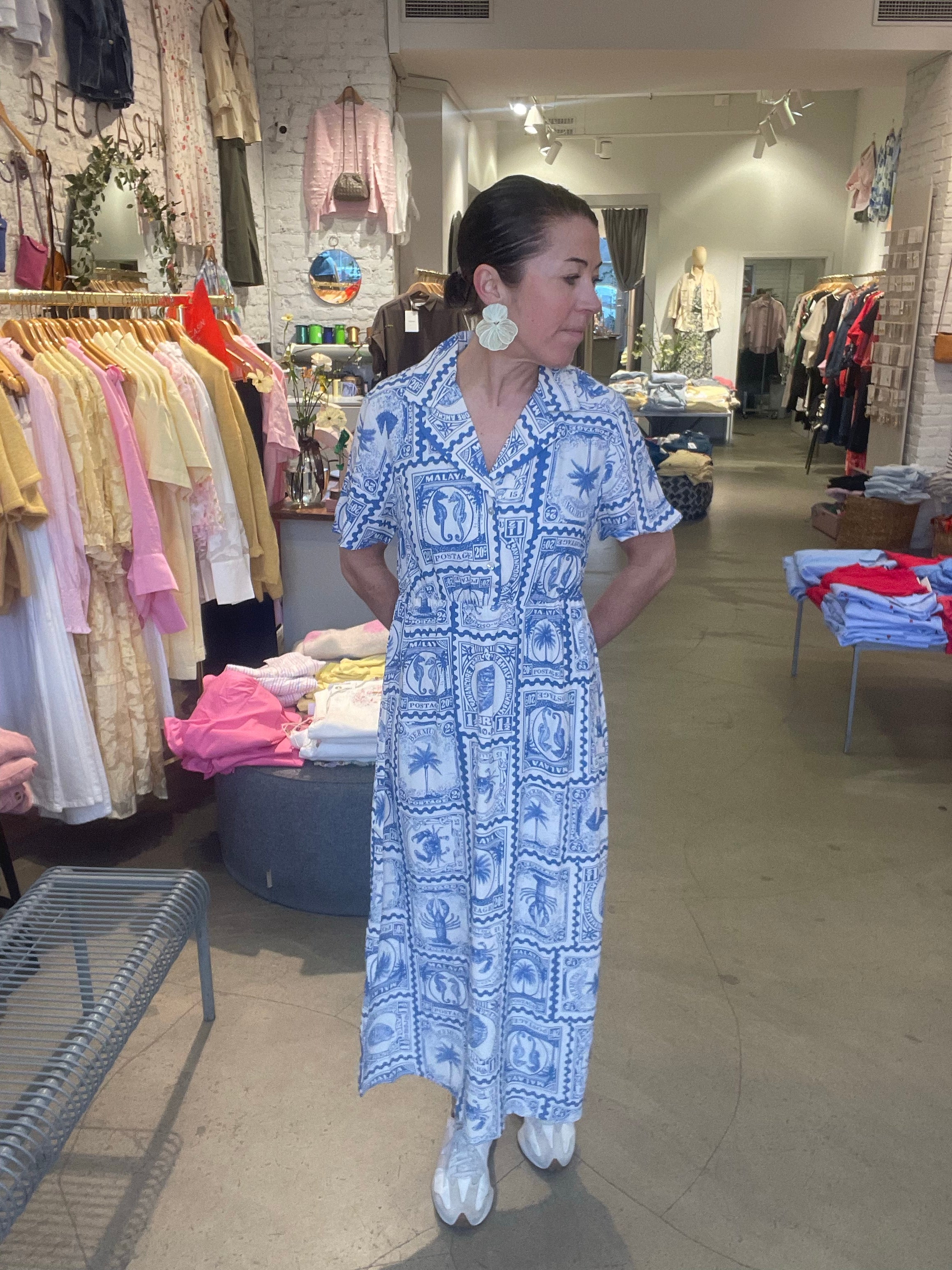 Objvima Midi Dress Birch Azure Blue