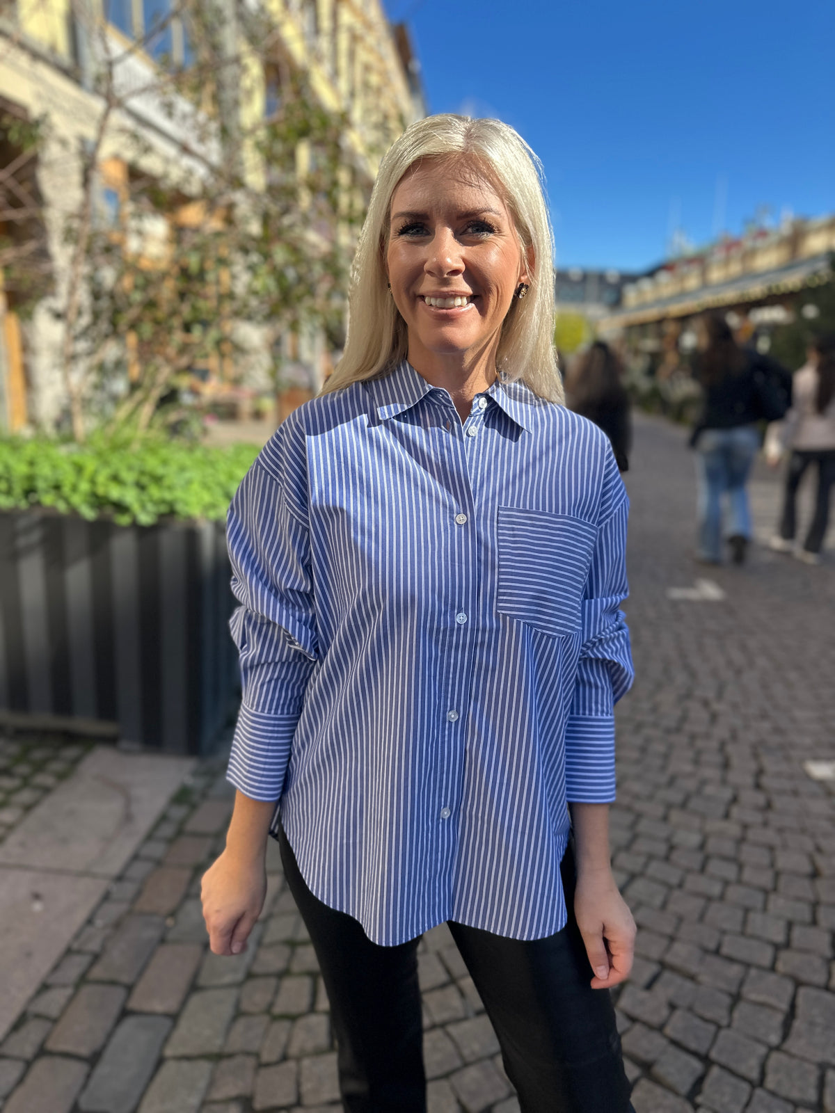 Objzila Long Sleeve Re Shirt Clematis Blue White