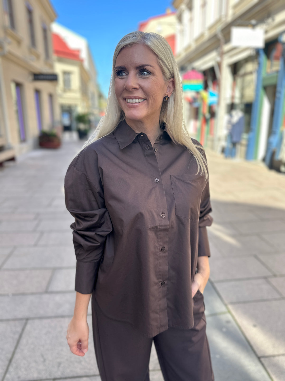 Objzila Long Sleeve Re Shirt Seal Brown