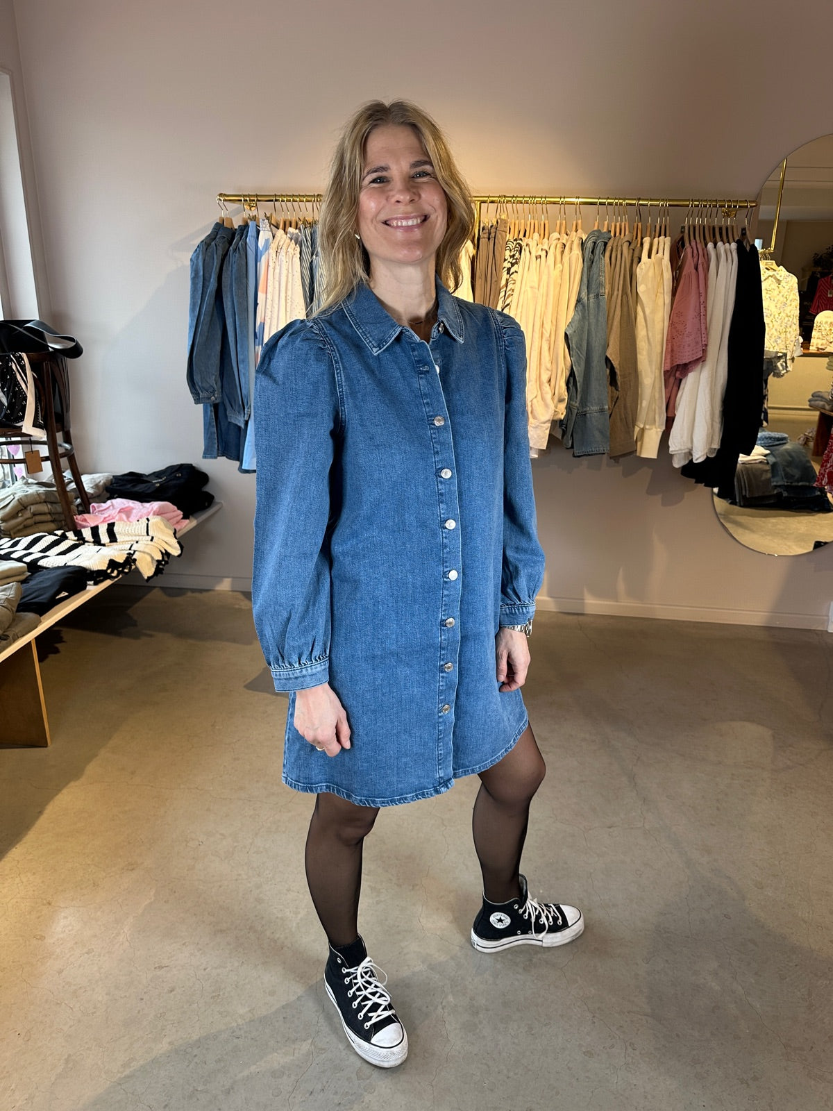 Onlalma Long Sleeve Dress Cro Medium Blue Denim