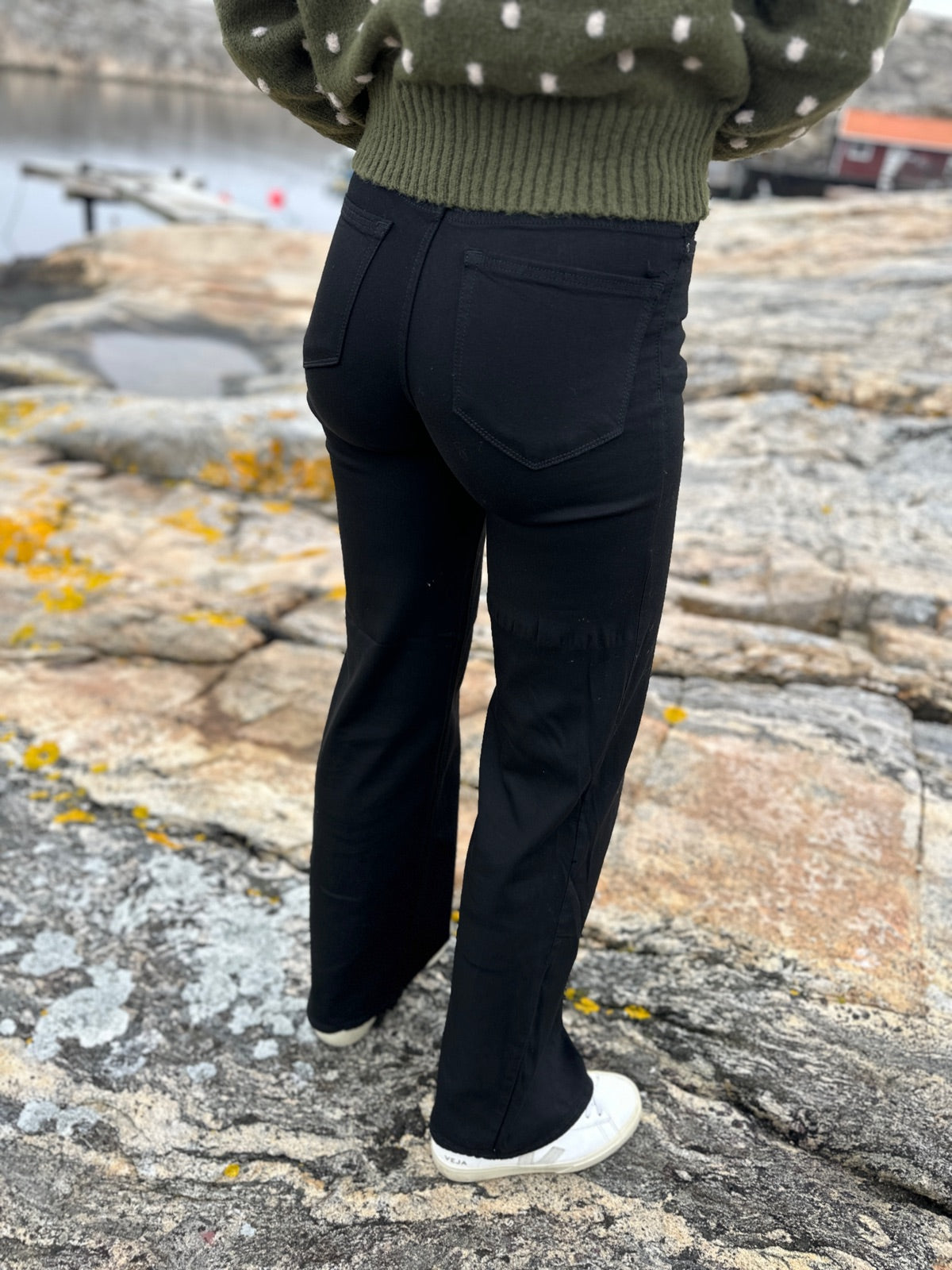 Onlmadison Blush Hw Wide Black Denim