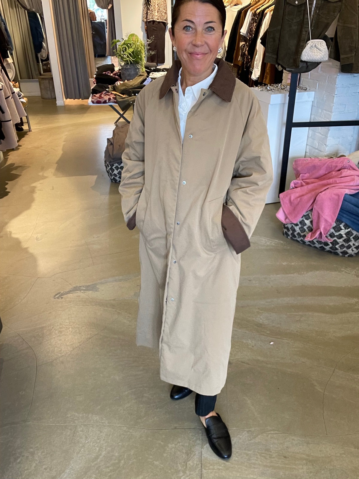 Onlorchid Corduroy Mix Trenchcoat Otter Dark Earth