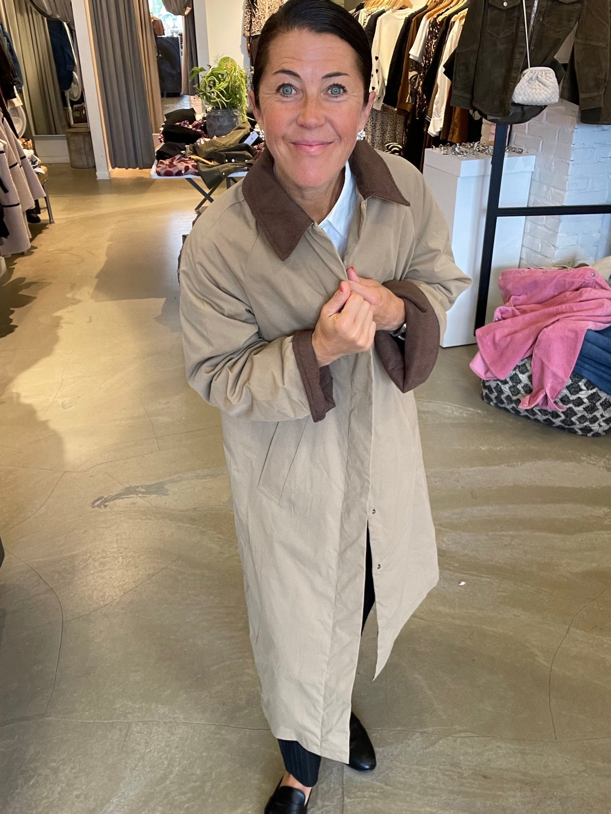 Onlorchid Corduroy Mix Trenchcoat Otter Dark Earth