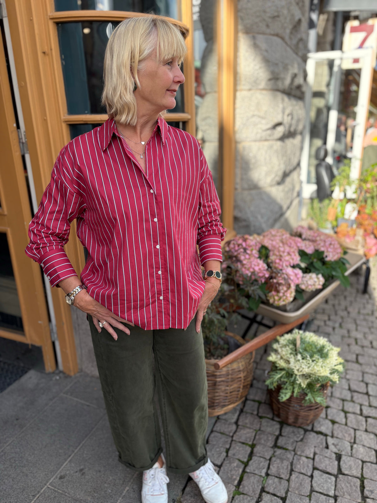 Onloregon Nano Long Sleeve Shirt Deep Claret White