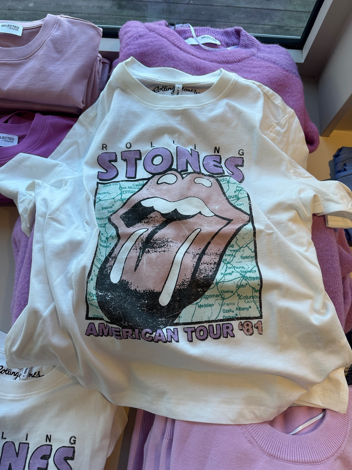 Onlrolling Stones Life Short Sleeve Top Cloud Dancer American Tour