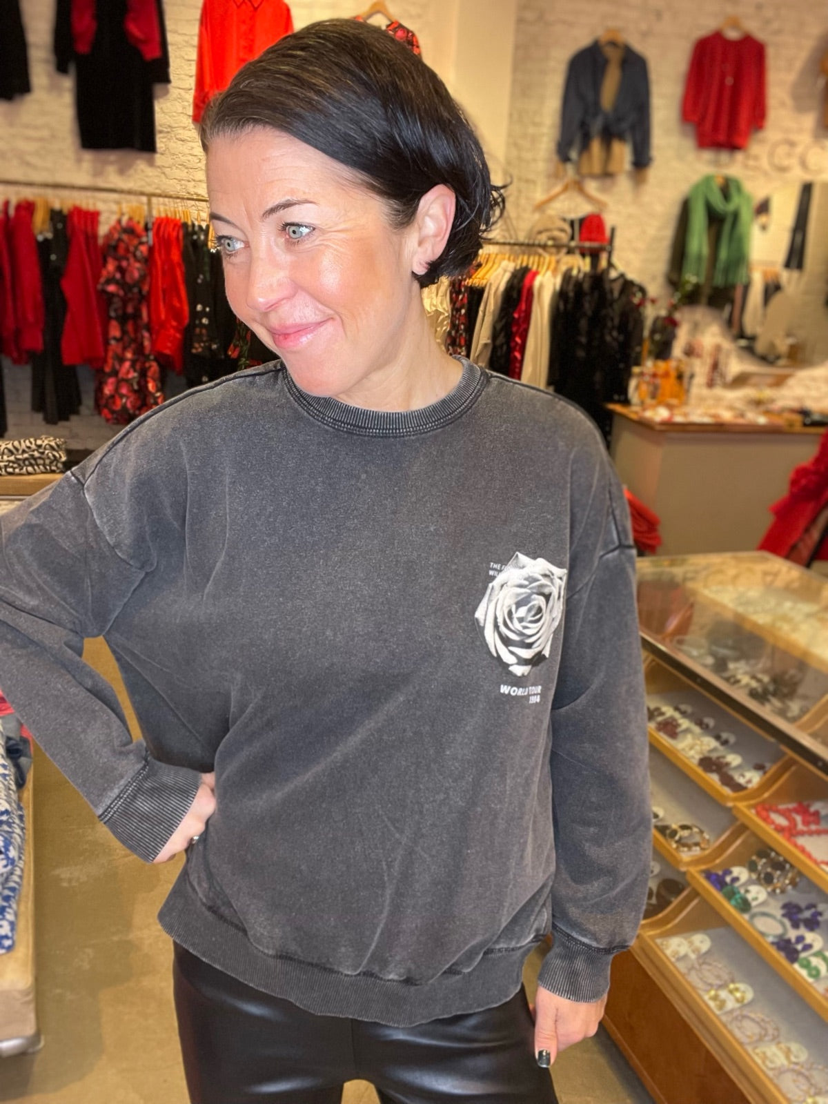 Onlsinna Long Sleeve O Neck Print Black Noire