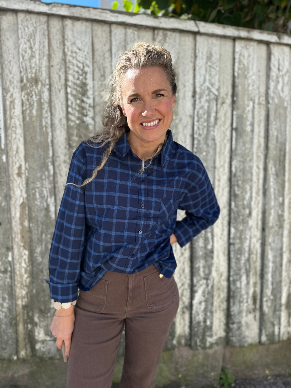 Onltea Long Sleeve Shirt Night Sky Tea Check