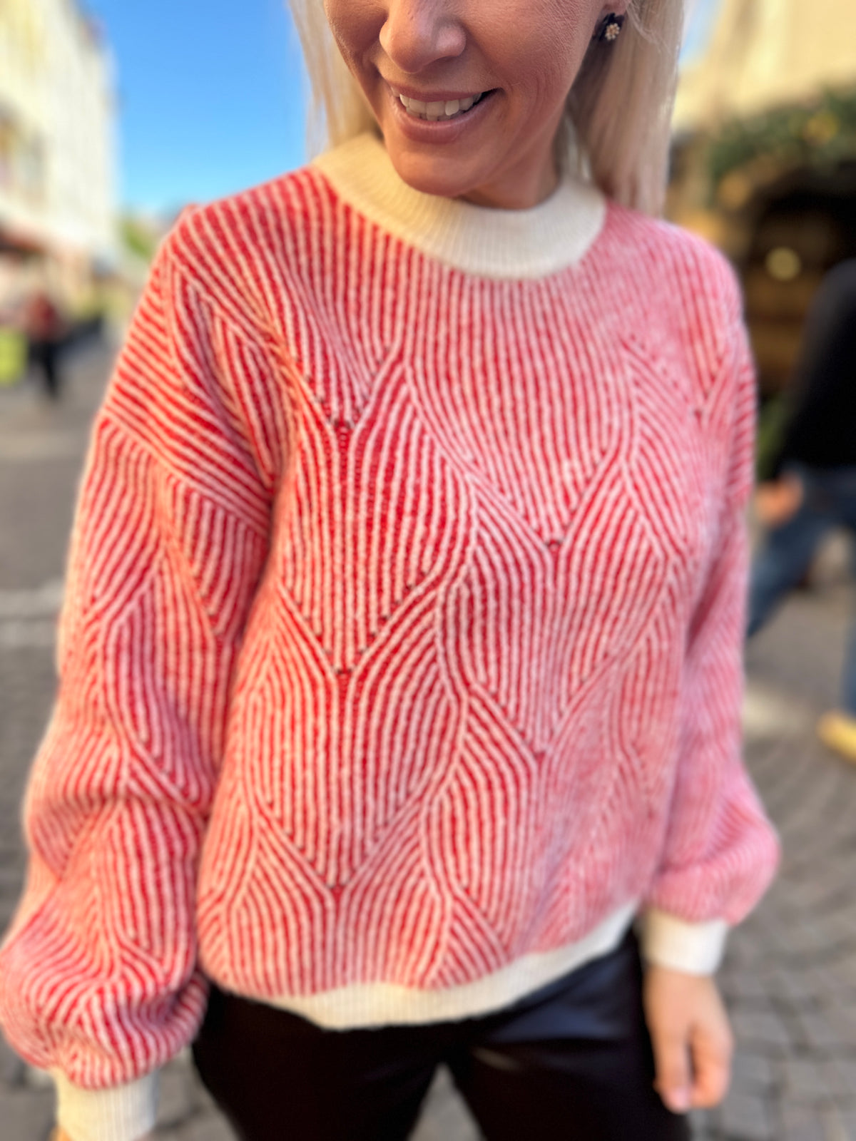 Pcjenna Long Sleeve O Neck Knit Whitecap Gray Goji Berry
