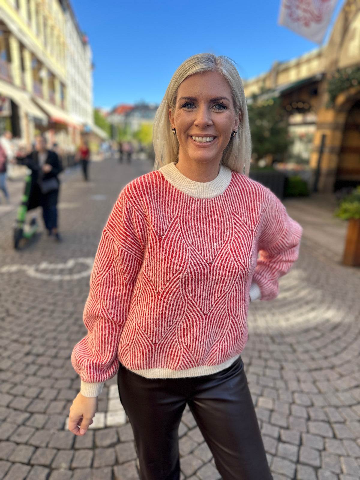 Pcjenna Long Sleeve O Neck Knit Whitecap Gray Goji Berry