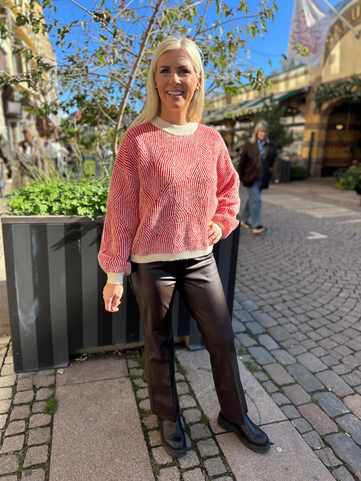 Pcjenna Long Sleeve O Neck Knit Whitecap Gray Goji Berry
