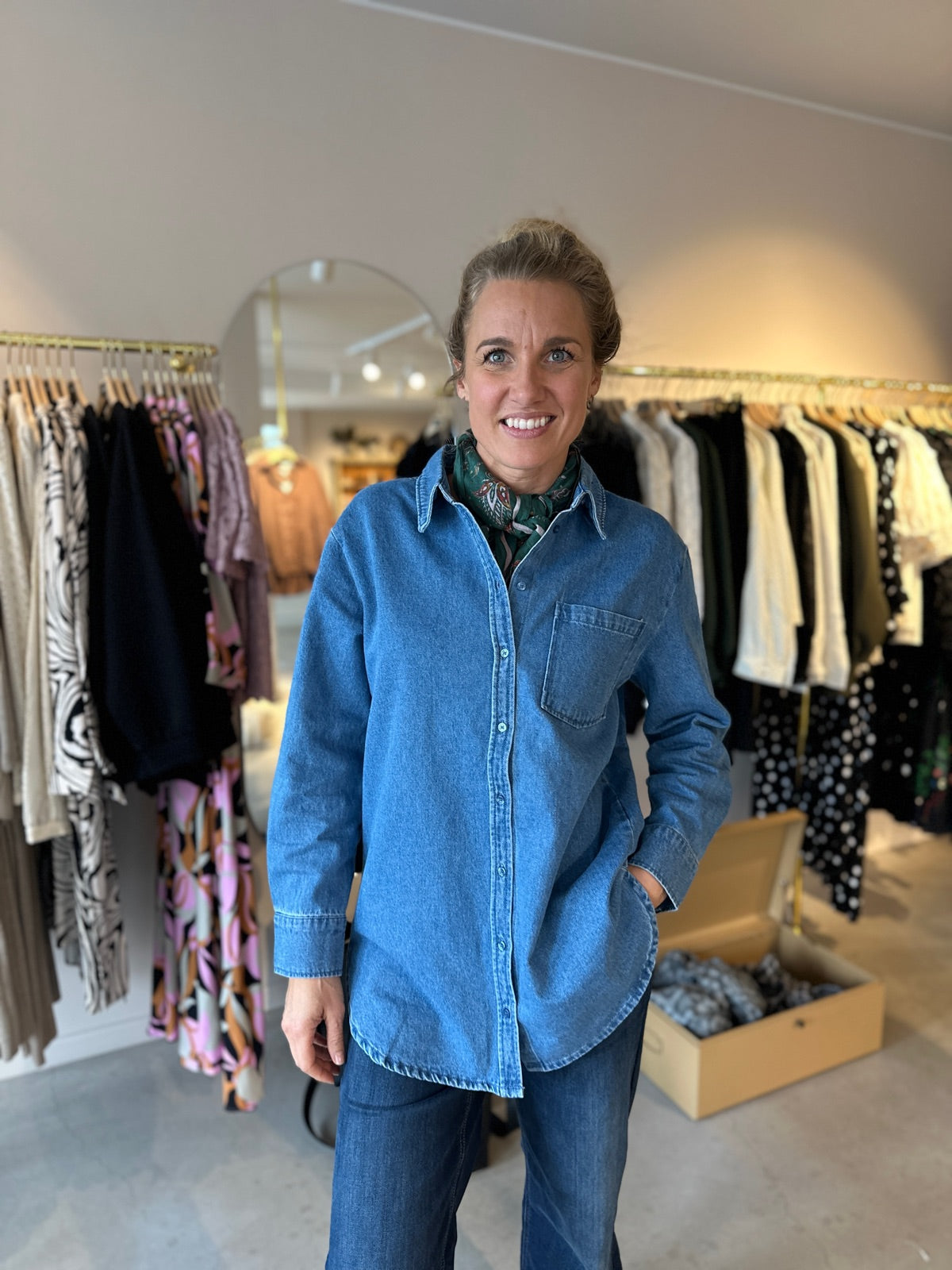 Pcmaisie Long Sleeve Denim Shirt Medium Blue Denim