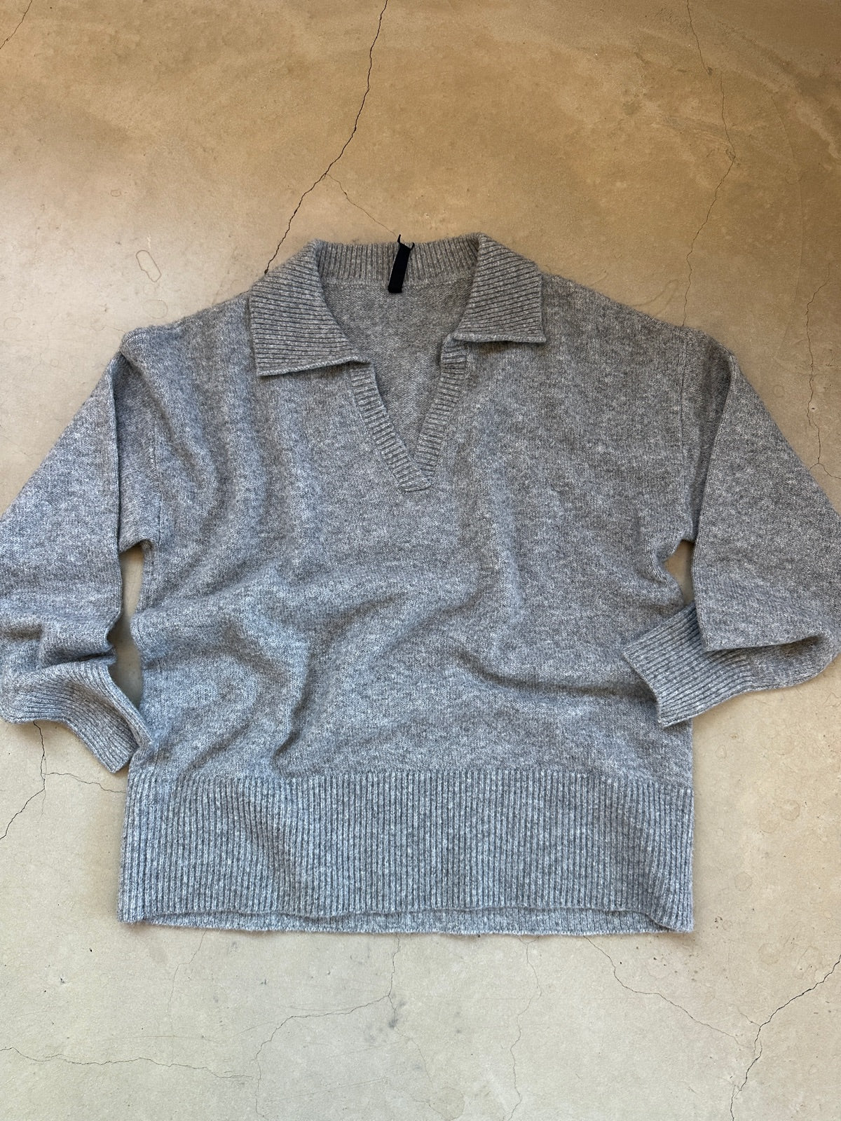Pcmalou Long Sleeve Polo Knit Medium Grey Melange