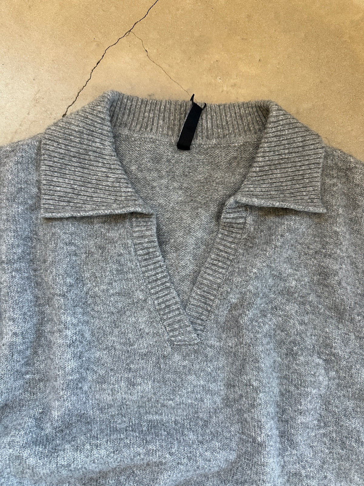 Pcmalou Long Sleeve Polo Knit Medium Grey Melange