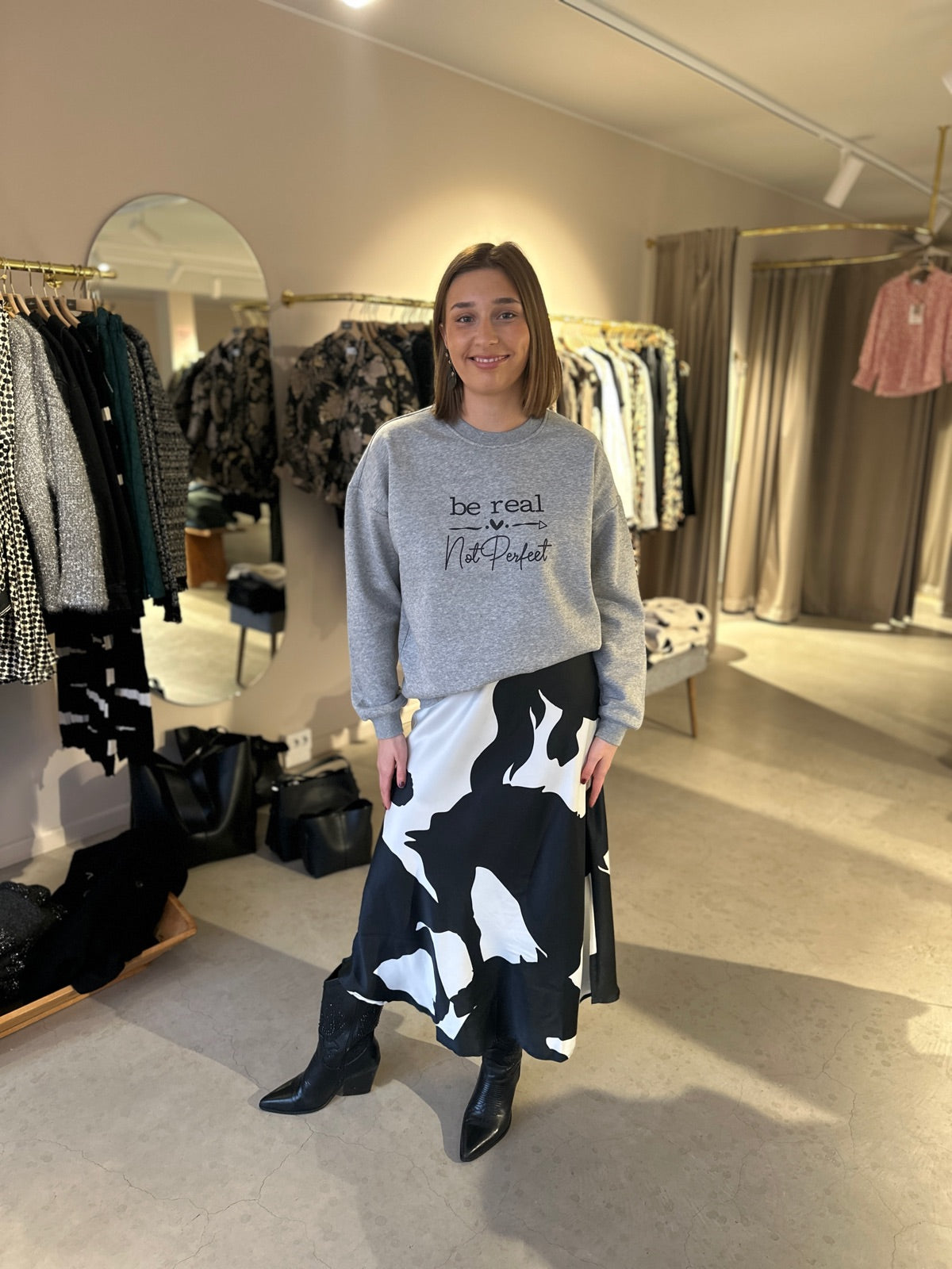 Pcmaria Long Sleeve Oversize Sweat Mm Light Grey Melange Blackbe Real