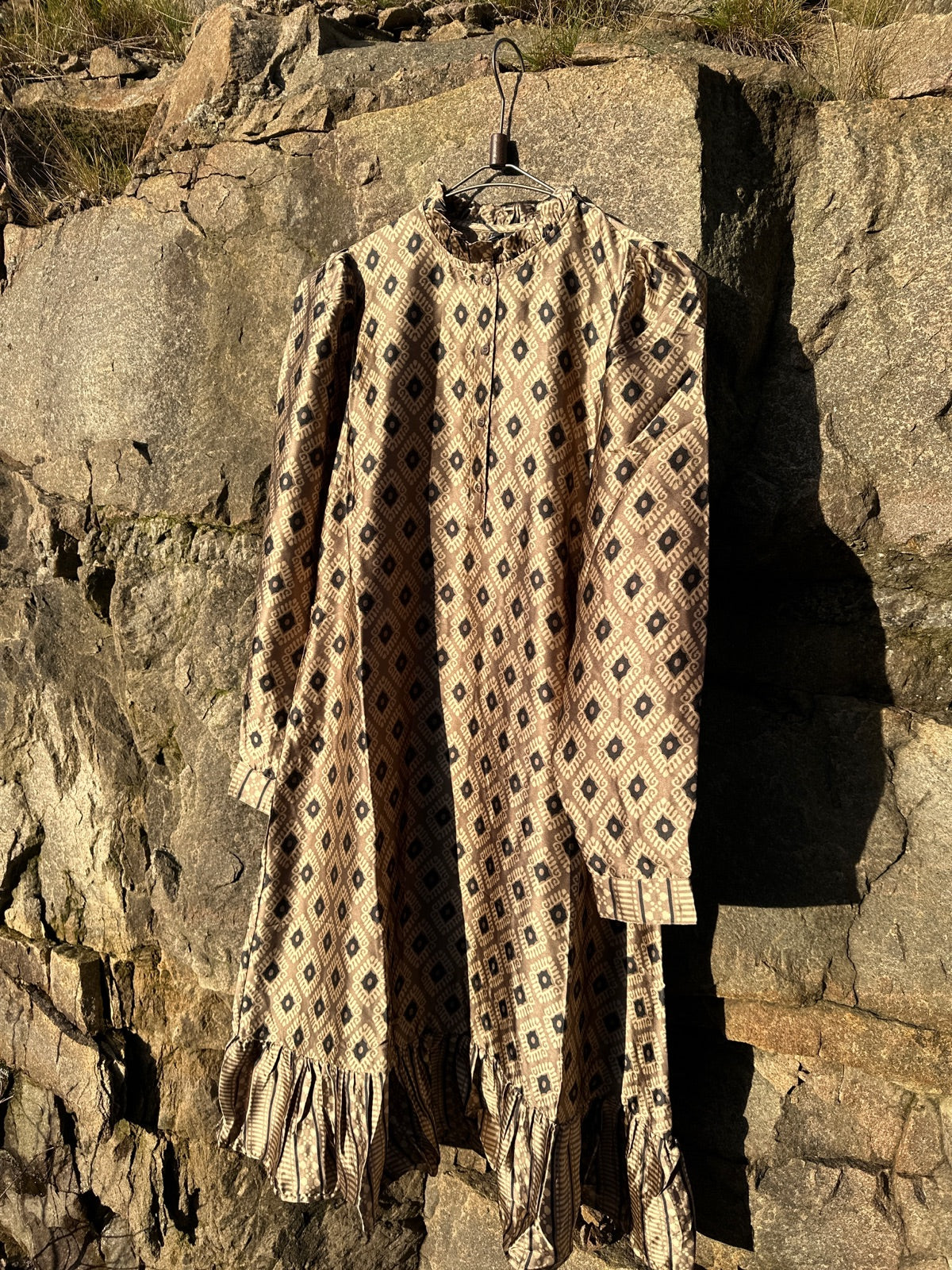 Pcmelah Long Sleeve Frill Dress Morel Blacksilver Mink