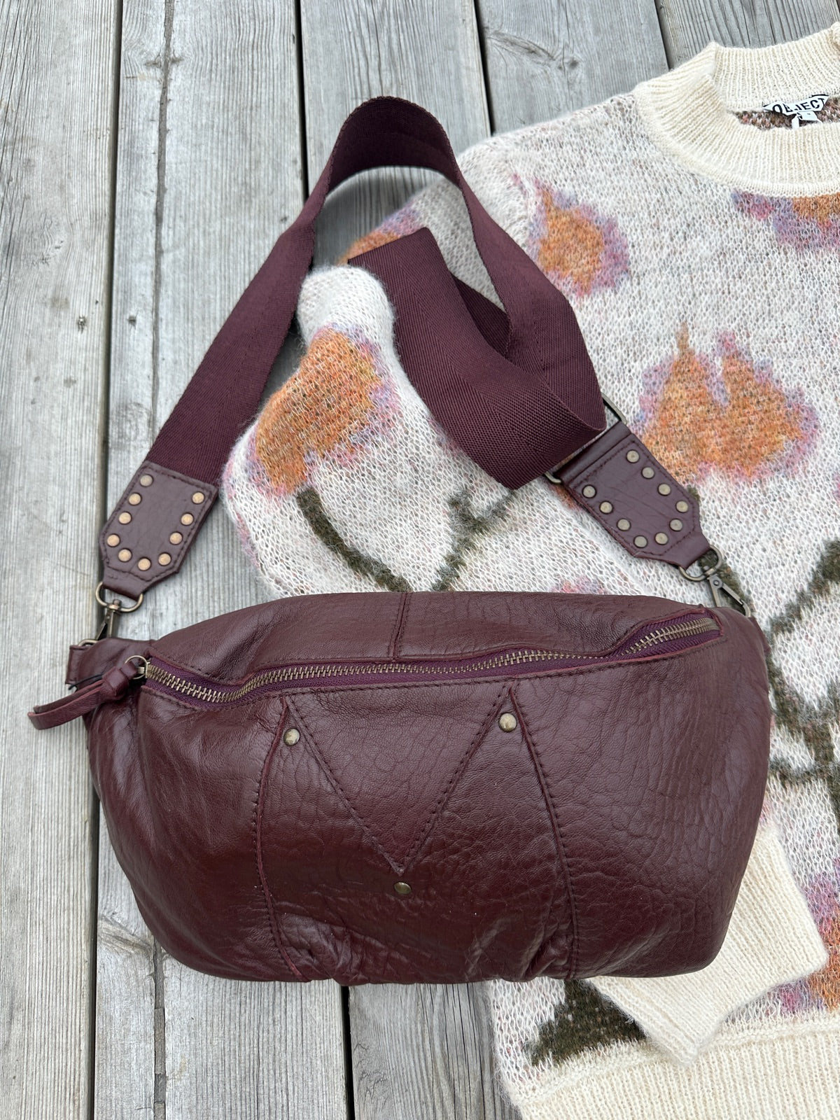Pcmilla Leather Bumbag Tawny Port Bubble