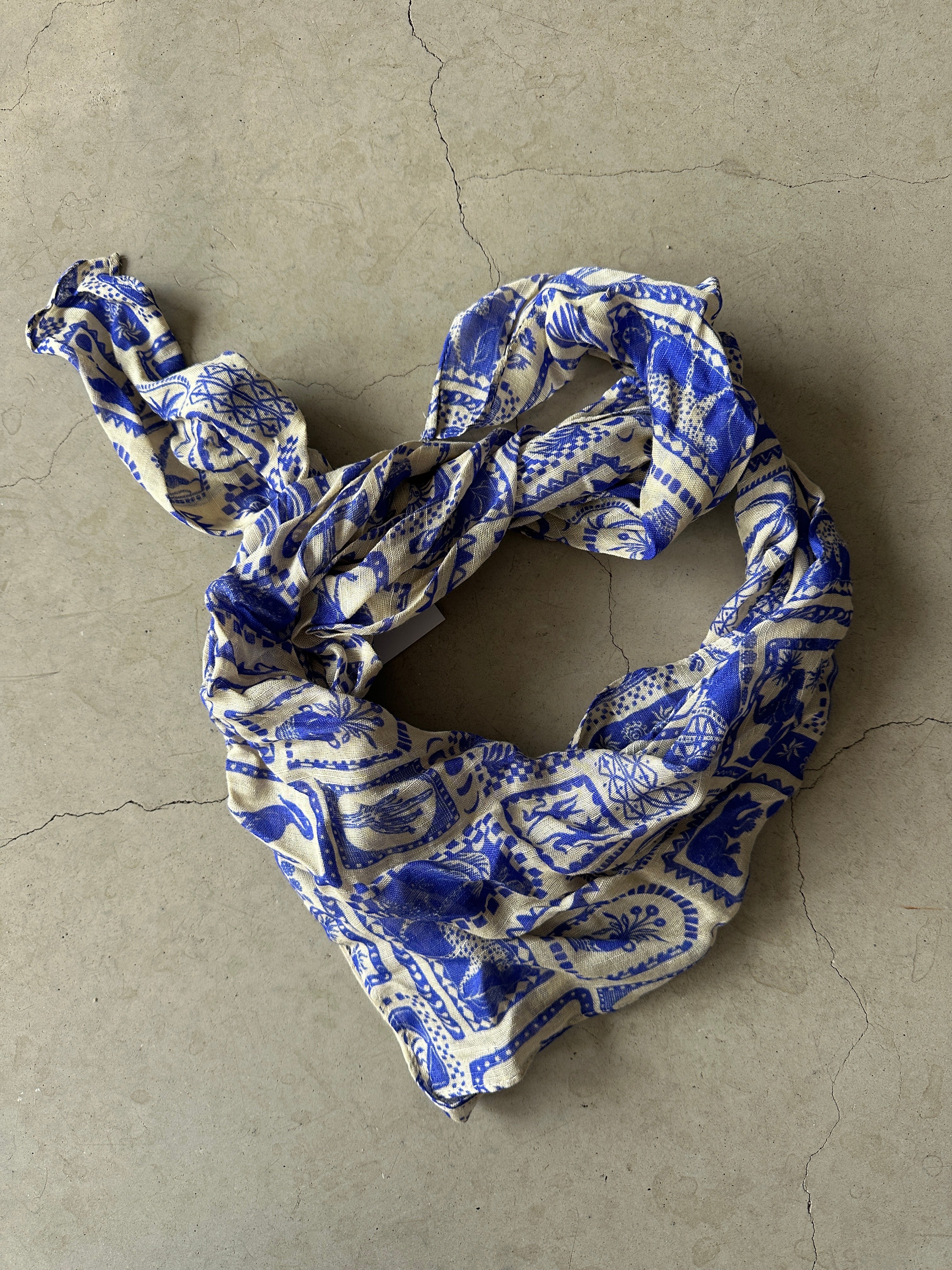 Pcmirandi Square Scarf Birch Blue Tile Print