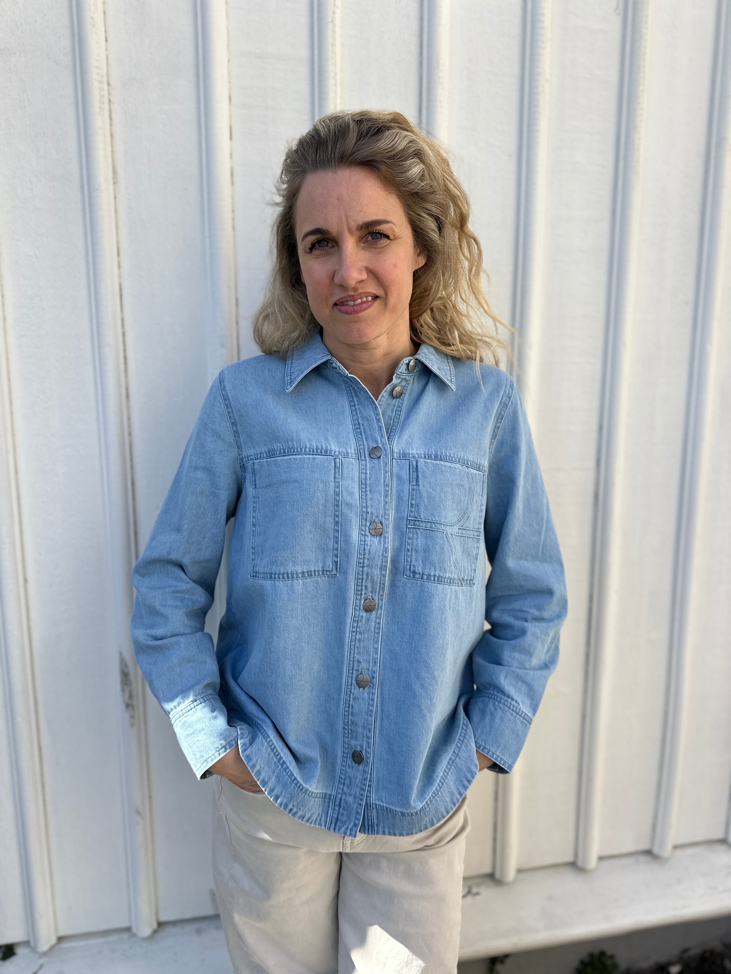 Roufrancie Oversized Shirt Light Blue Denim