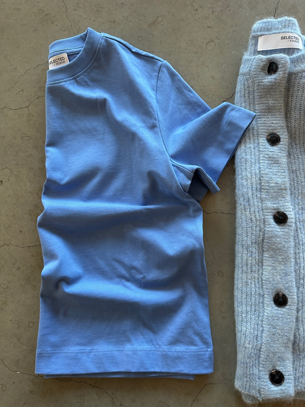 Slfessential Short Sleeve Boxy Tee Cornflower Blue