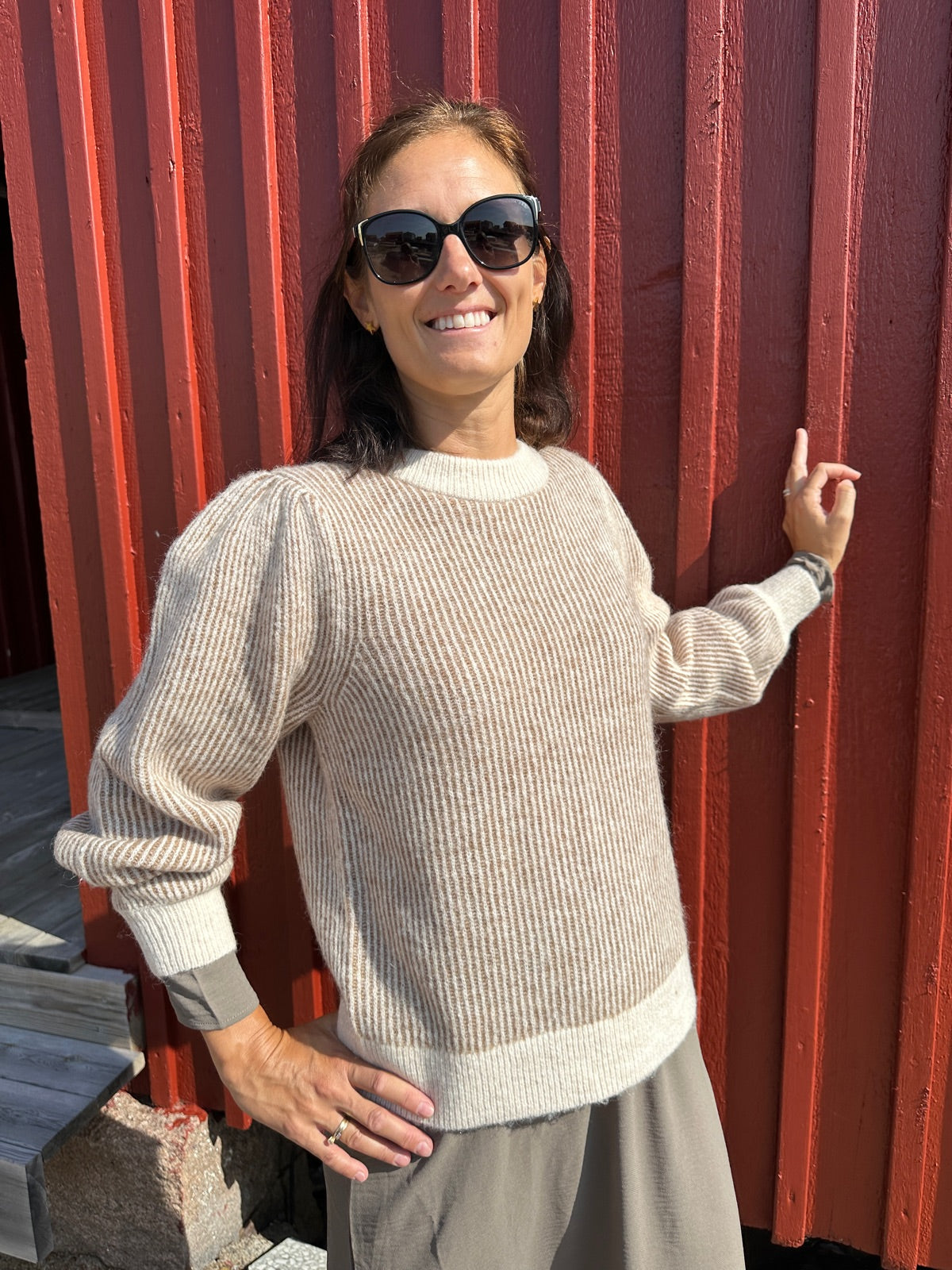Slflilo Long Sleeve Knit O Neck Birch Toasted Coconut