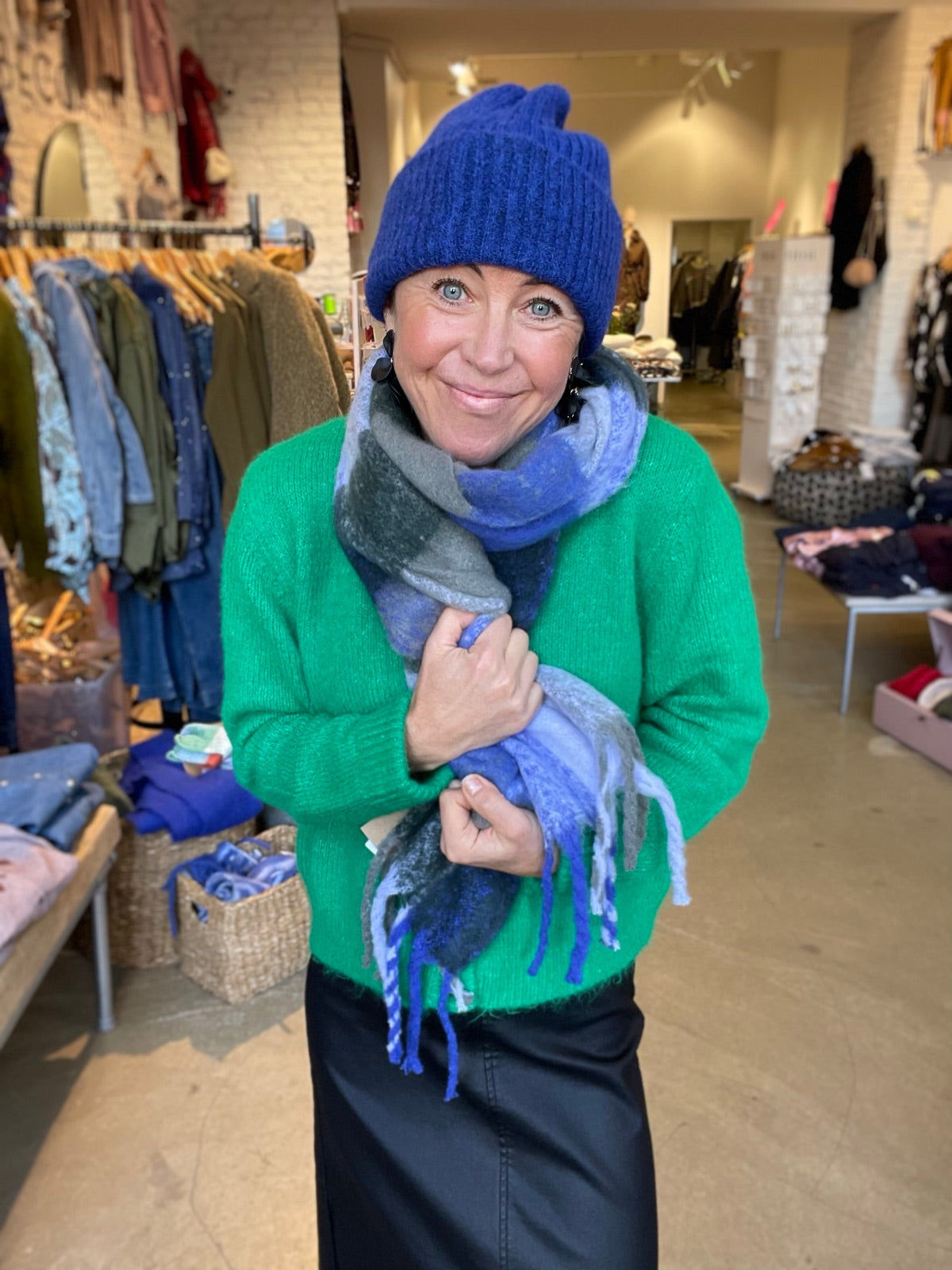 Slflulu Wool Blend Knit Beanie Dazzling Blue Melange