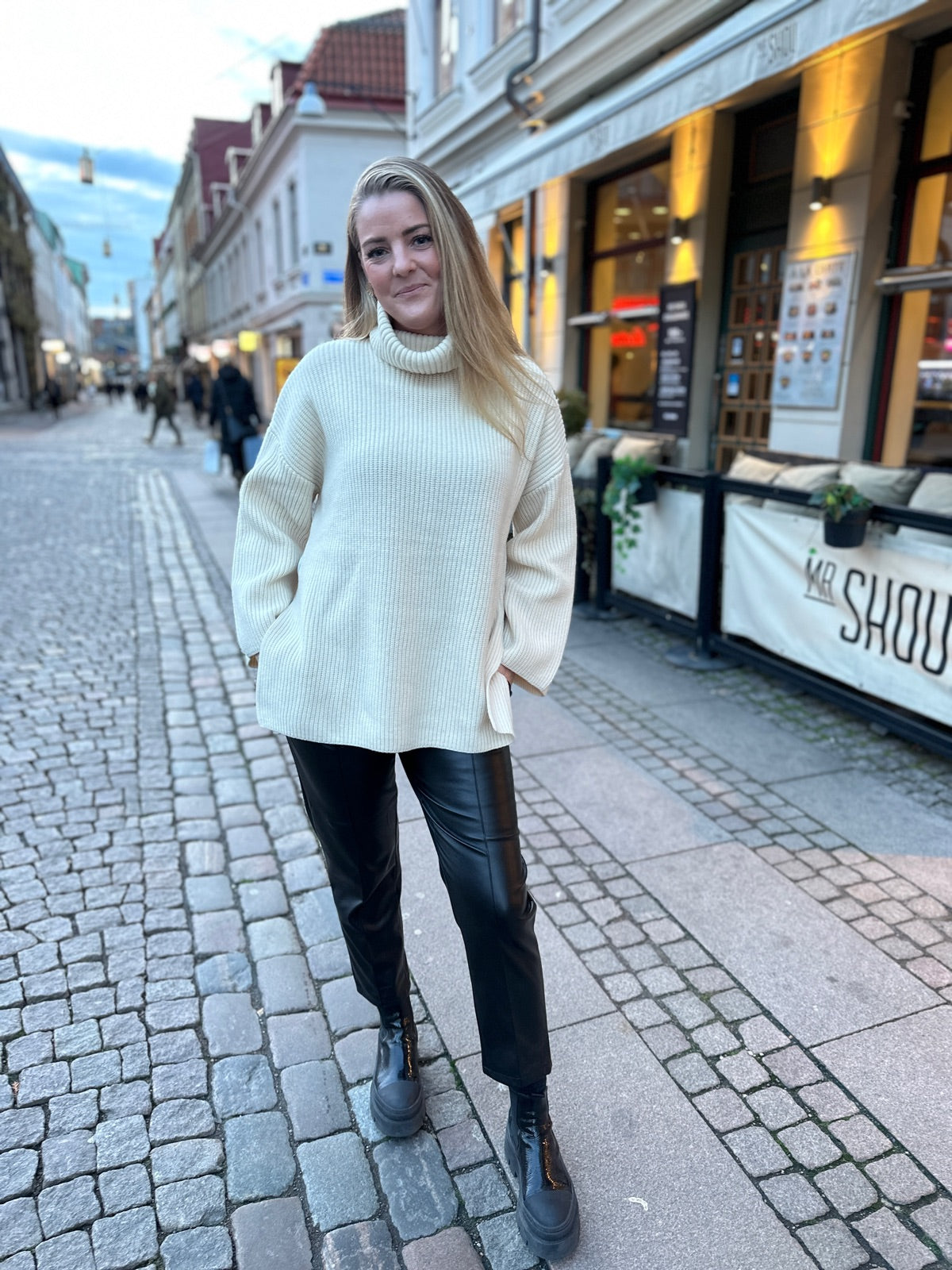 Slfmary Long Sleeve Long Knit Roll Neck Birch